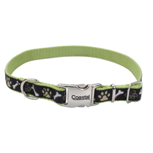 Pet Attire Ribbon Adjustable Nylon Dog Collar With Metal Buckle - Lime