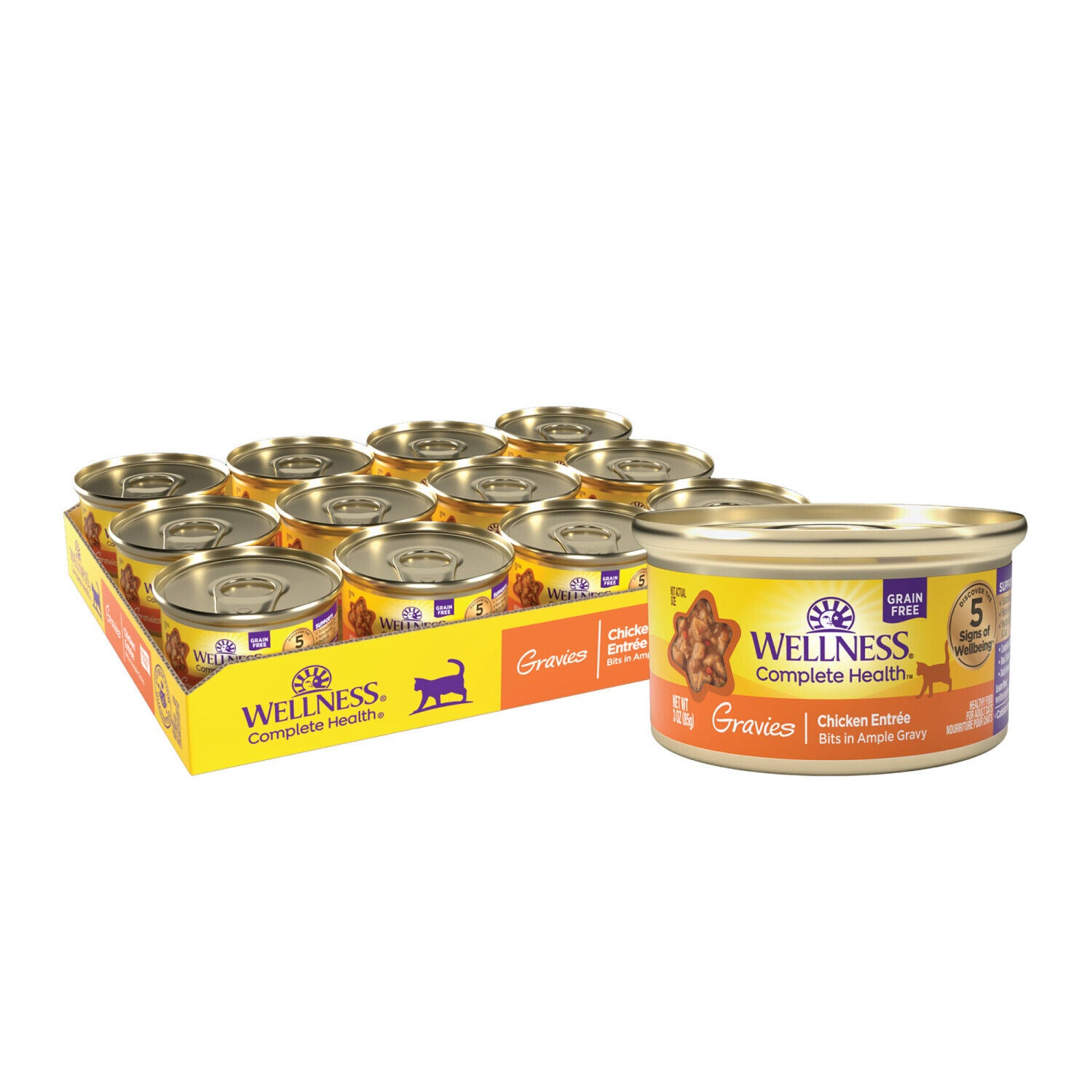 Wellness Complete Health Gravy Adult Wet Cat Food, Natural, Protein-Rich, Grain Free, 3 Ounce , Chicken Dinner