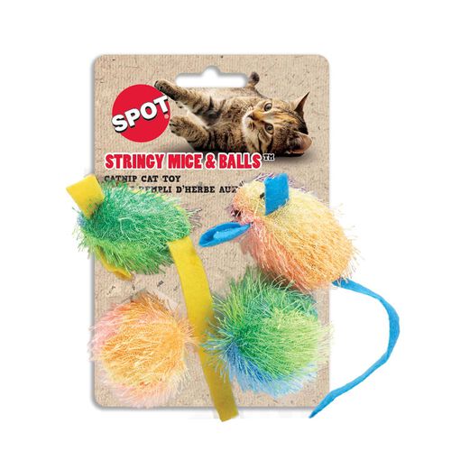 Stringy Mice And Balls 4pk With Catnip Cat Toy