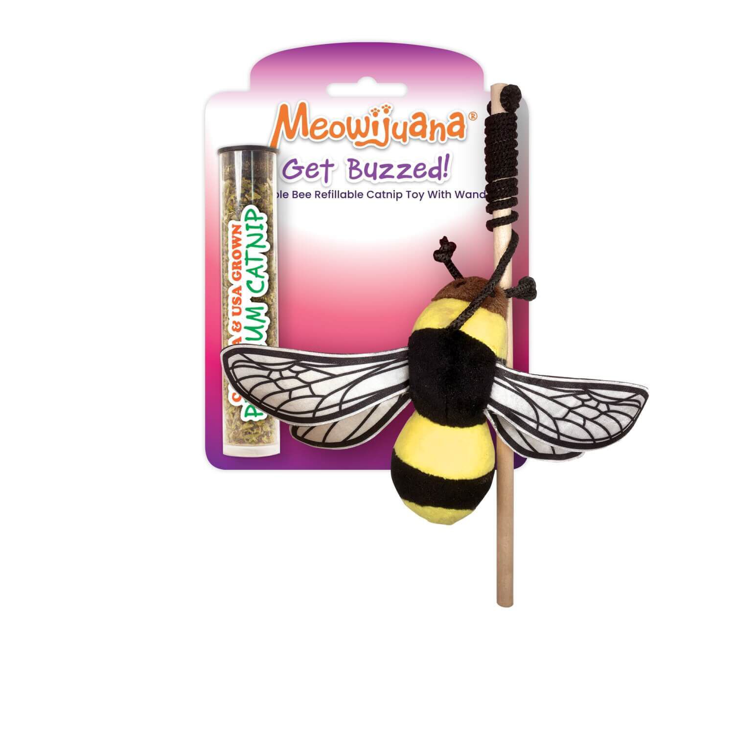 Meowijuana "Get Buzzed" Bee Refillable Catnip Wand Cat Toy
