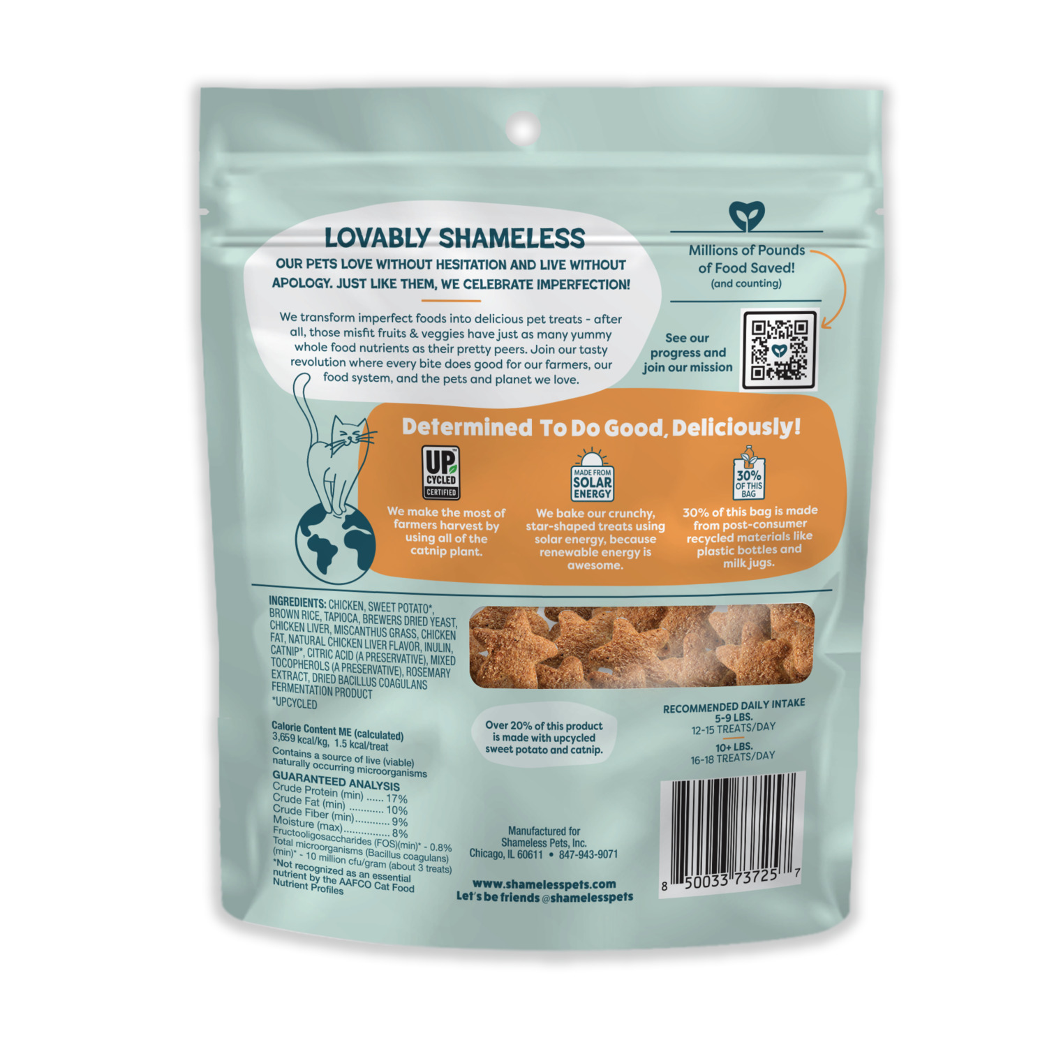 Shameless Pets Catnip N Chill Digestive Support Crunchy Cat Treats, Chicken Liver & Catnip Recipe, 2.5-Oz
