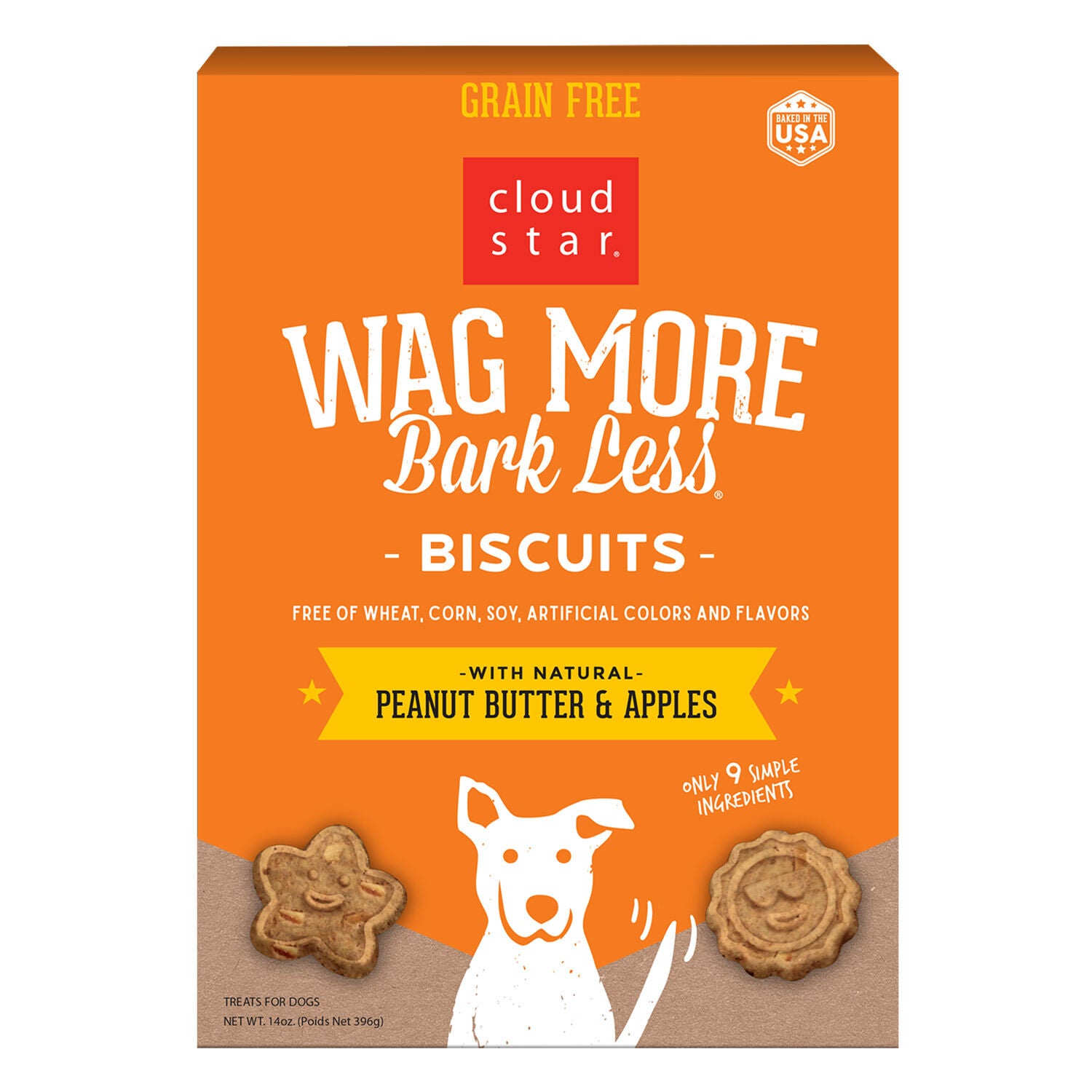 Wag More Bark Less Cloud Star Grain Free Oven Baked With Peanut Butter & Apples Dog Treat