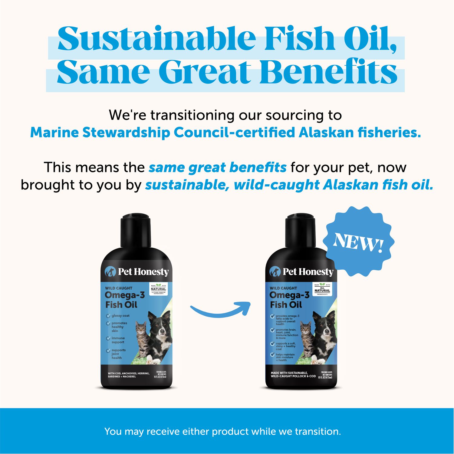 Pet Honesty Omega 3 Fish Oil Supplement For Dogs & Cats, 16-Oz Bottle
