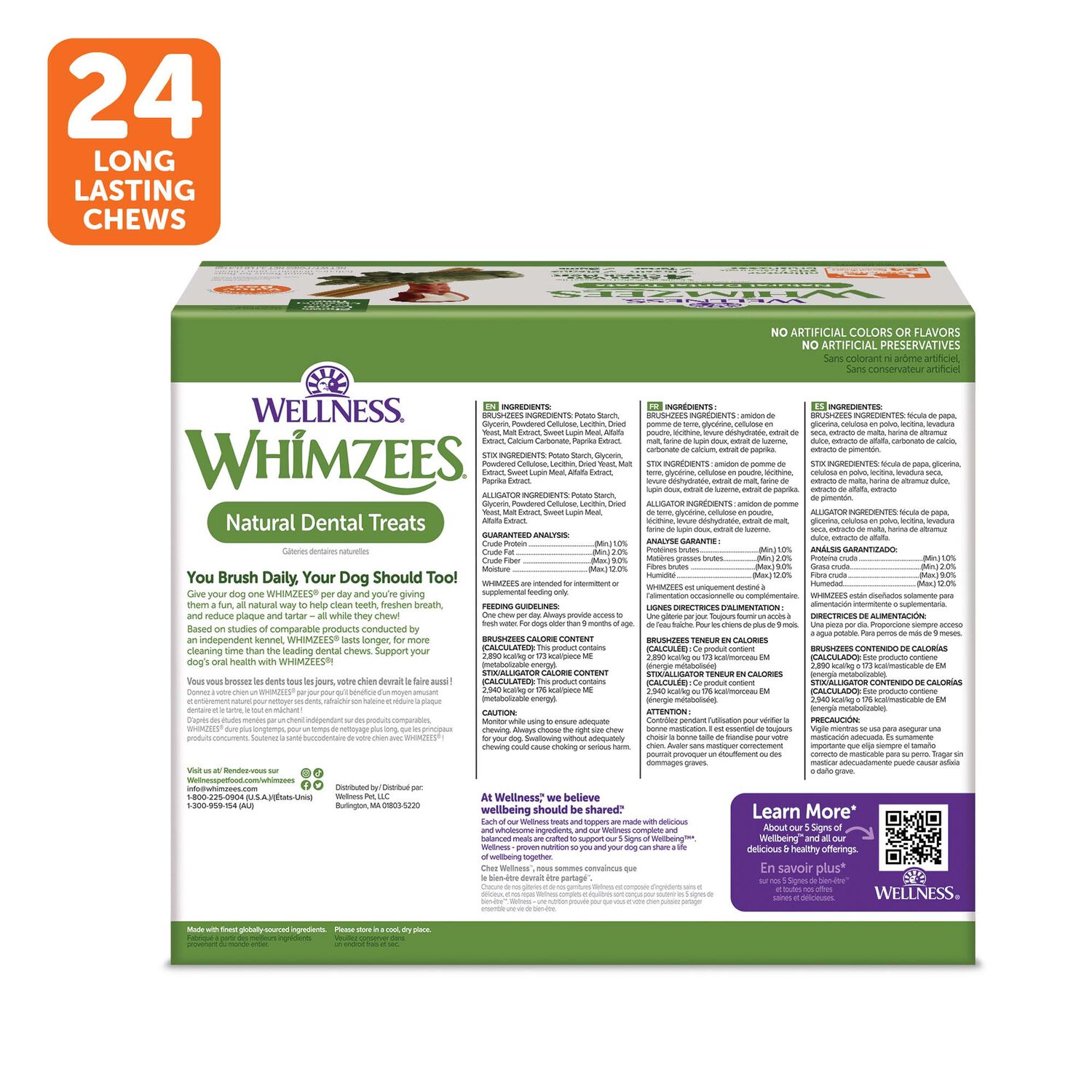 Whimzees By Wellness Natural Dental Chews Dog Treats, Large, 24 Count