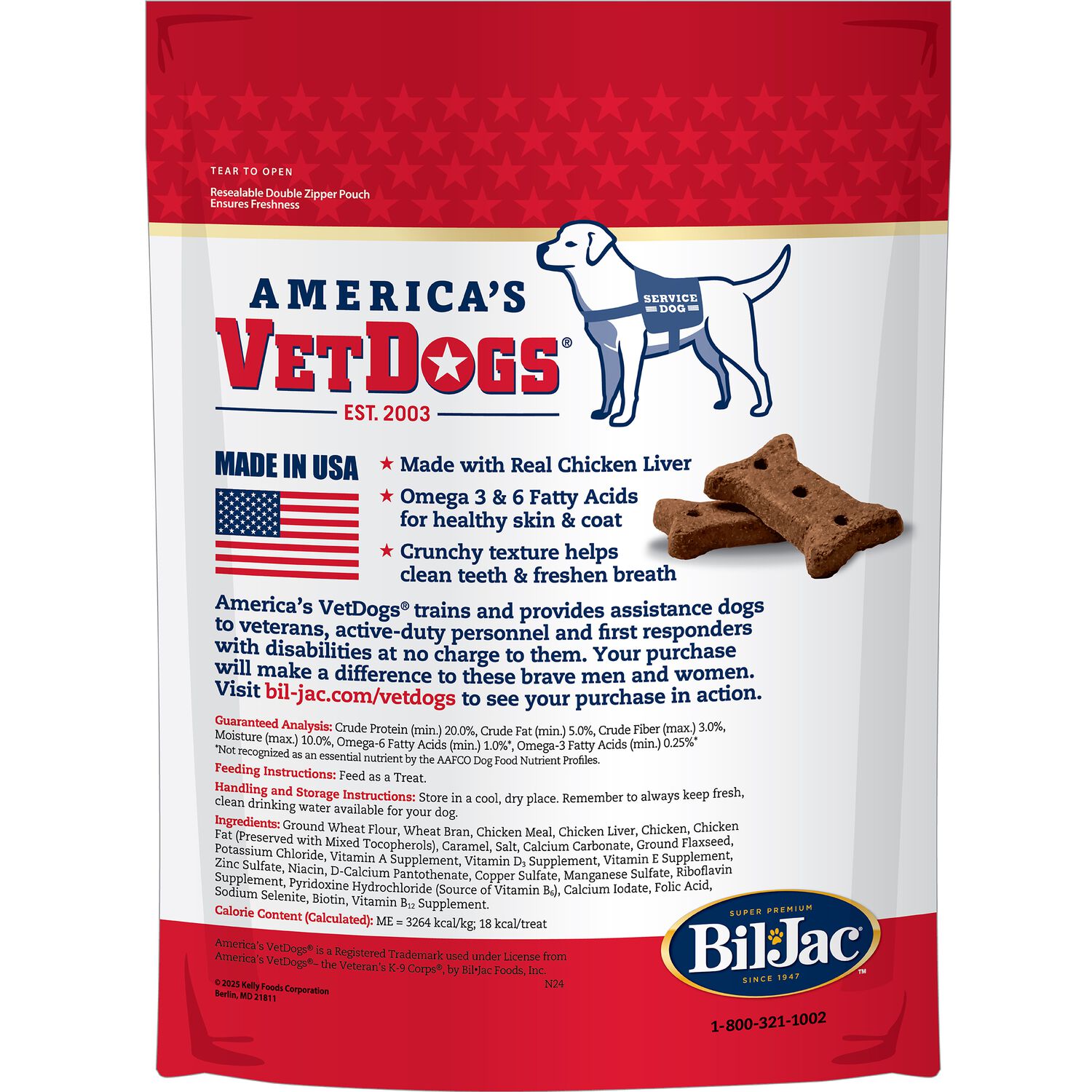 Bil-Jac America's Vetdogs Skin & Coat Formula Chicken Crunchy Biscuit Dog Treats, 16-Oz Bag