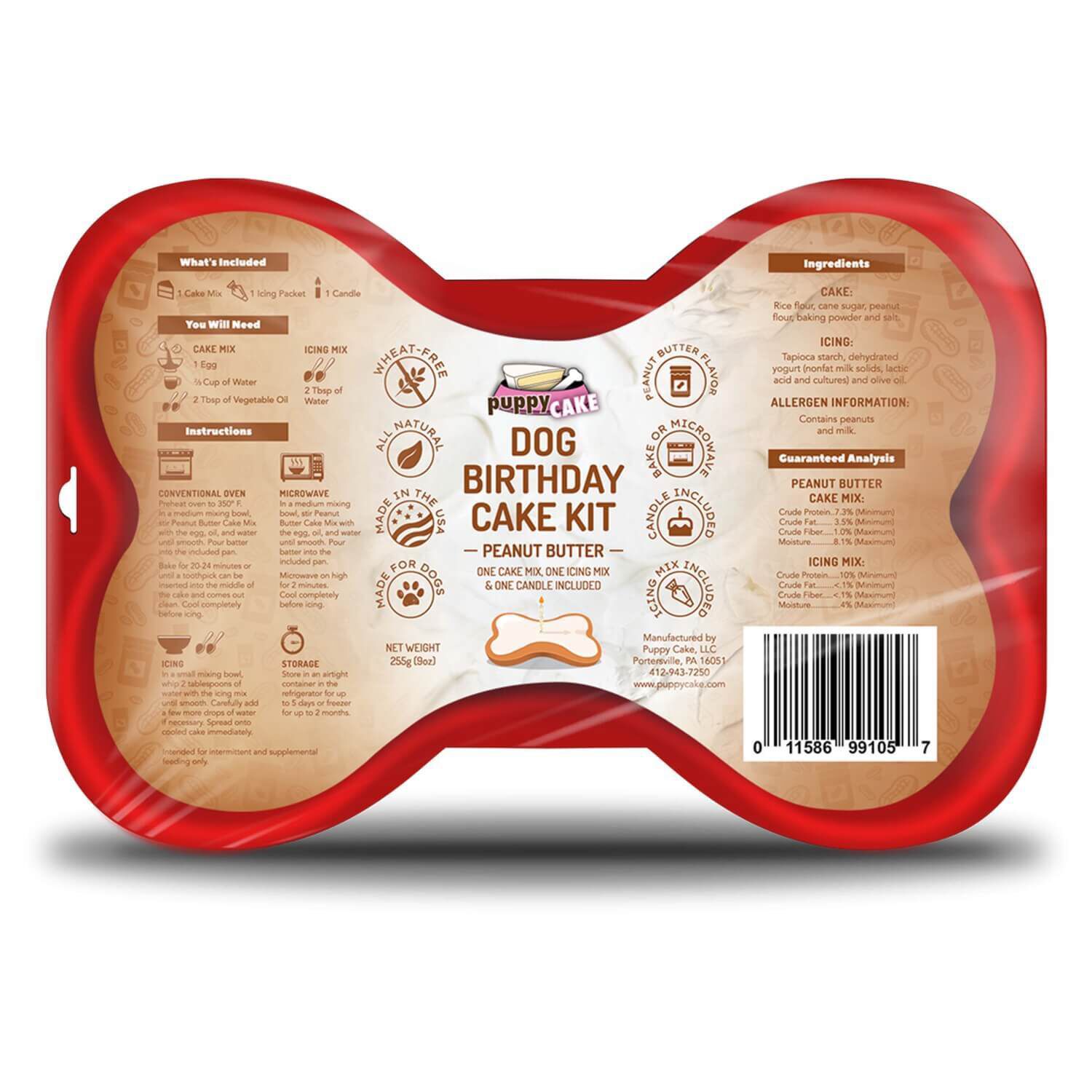 Puppy Cakes Dog Birthday Cake Kit- Peanut Butter