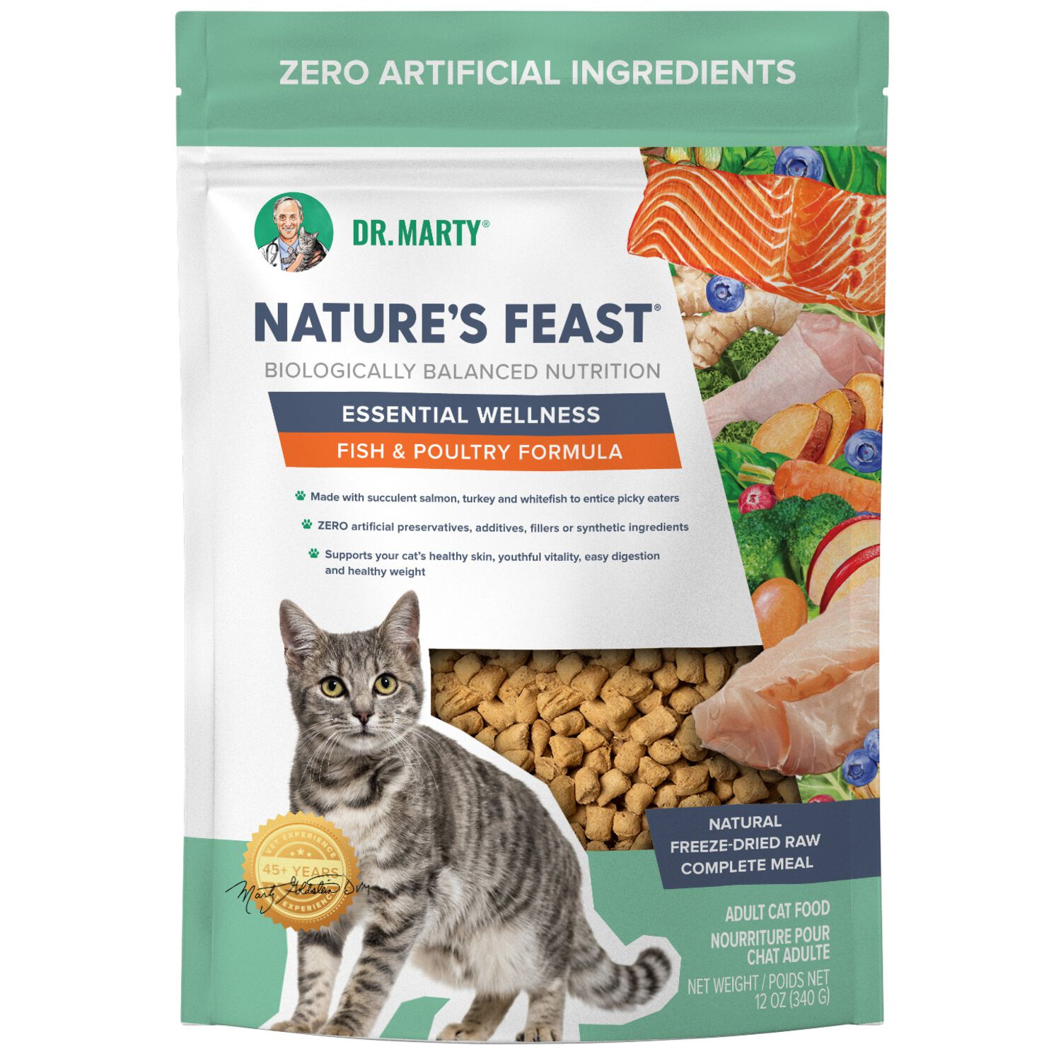 Dr. Marty Nature's Feast Essential Wellness Fish & Poultry Formula Freeze-Dried Raw Cat Food