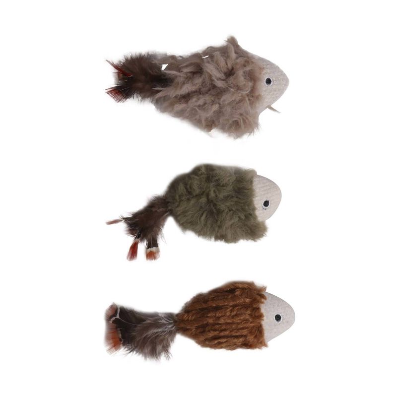 Amber Woodland Cat Toys 3 Pk Of Fish image number 1