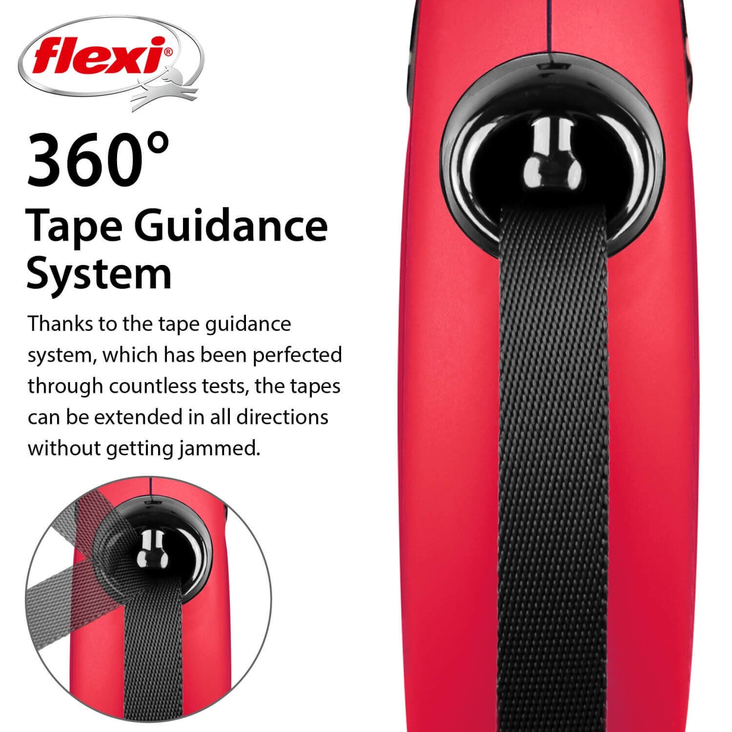 Flexi Classic Retractable Tape Dog Leash - Red, 16Ft