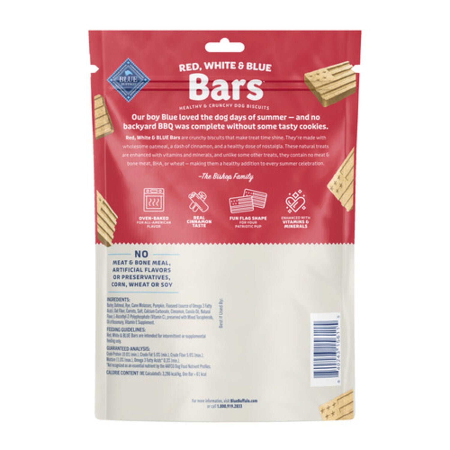 Blue Buffalo Red, White & Blue Bars Oven-Baked Crunchy Dog Treats, Pumpkin & Cinnamon Flavor, 11-Oz