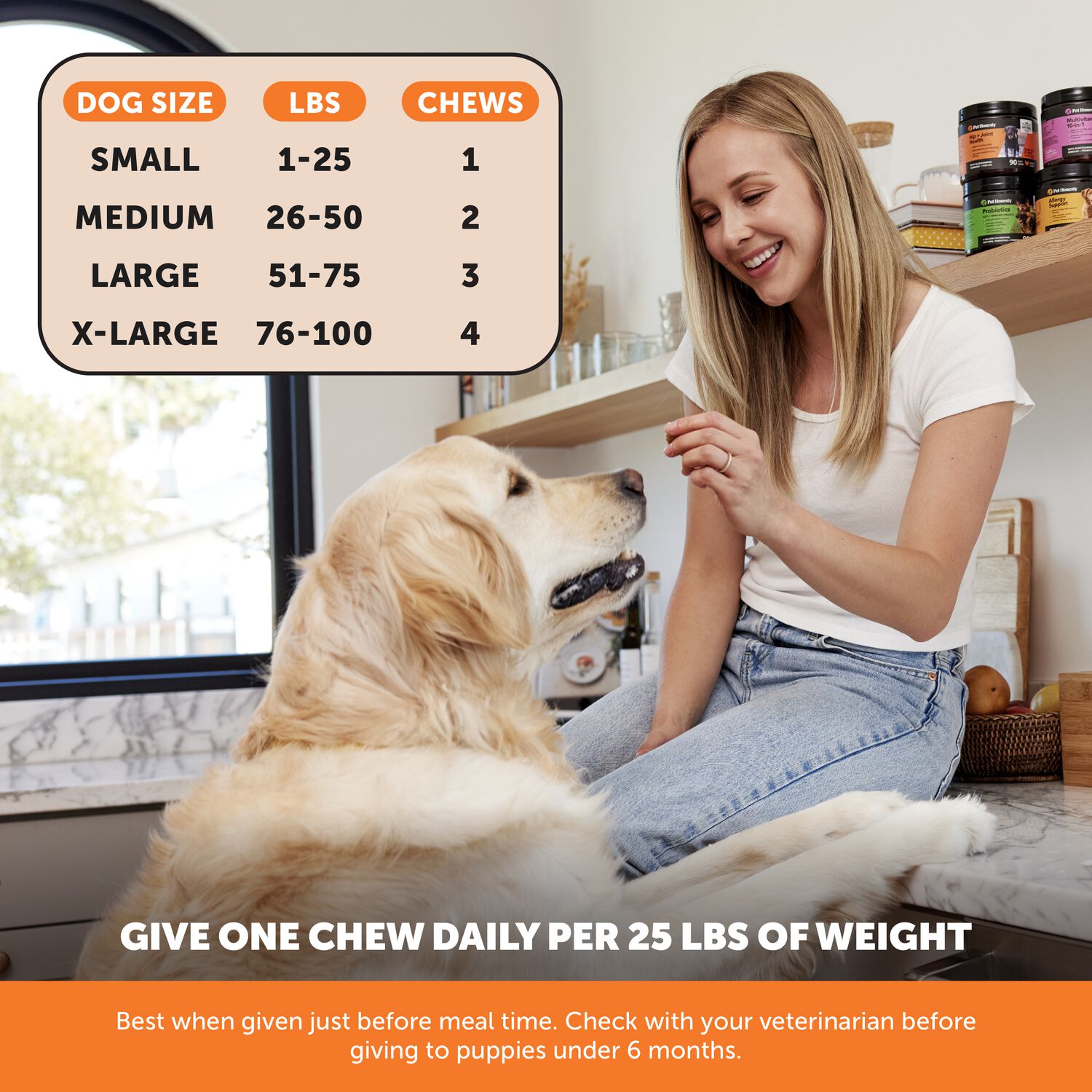 Pet Honesty Hip & Joint Health Soft Chews Dog Supplement, Chicken Flavor, 90-Ct