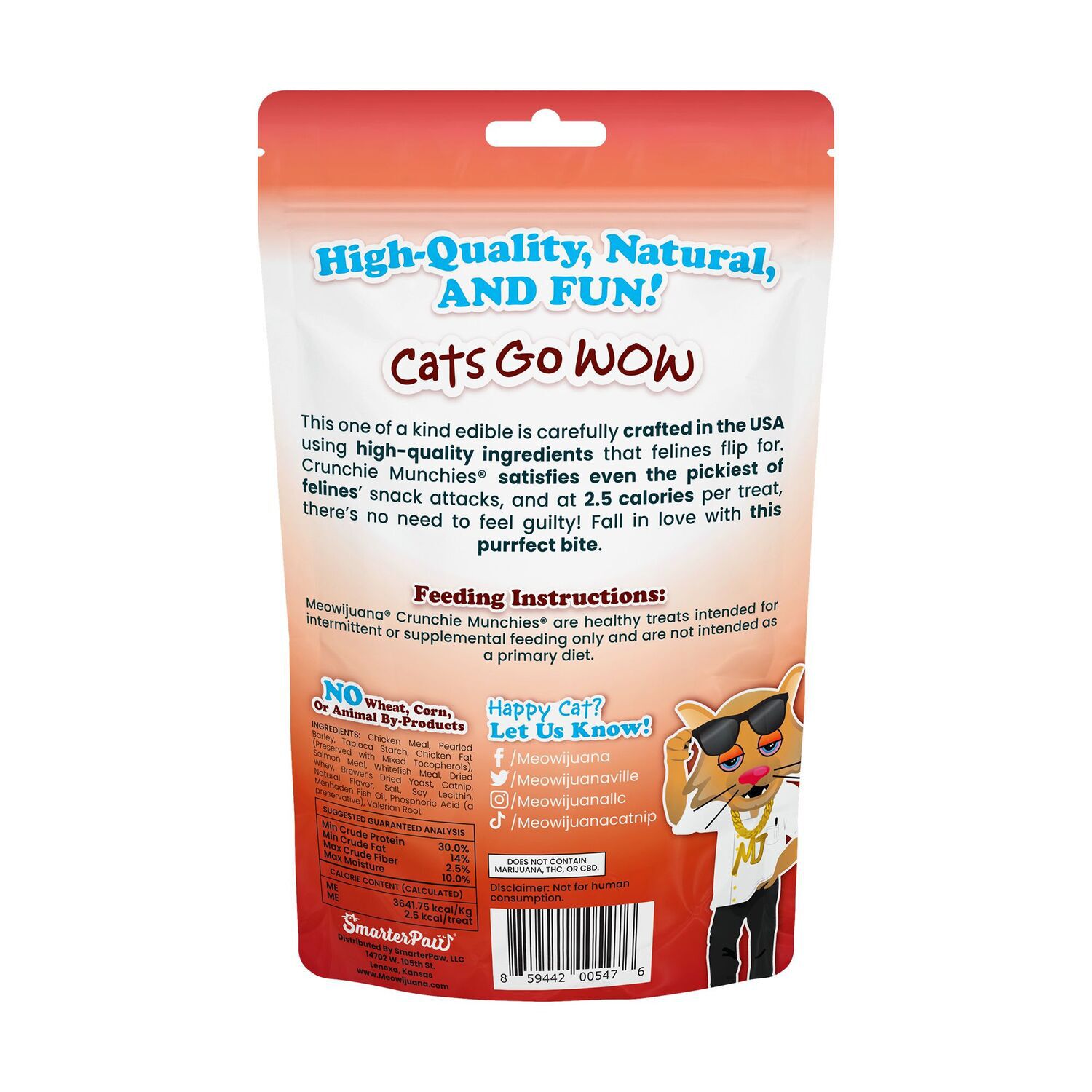 Meowijuana Crunchie Munchies Salmon Cat Treats, 3-Oz