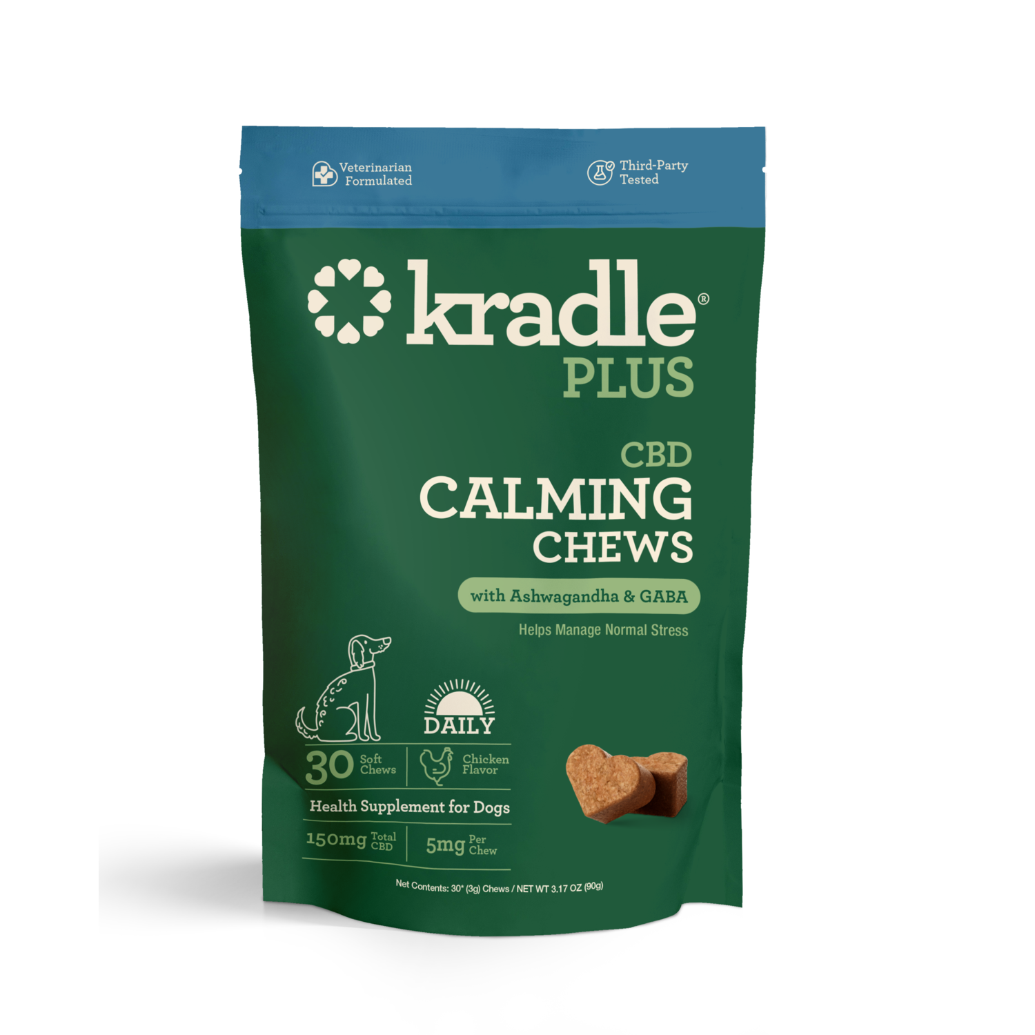 Kradle Calming Cbd Dog Chews With Ashwagandha & Gaba, 5-Mg/Chew, 30-Ct Bag