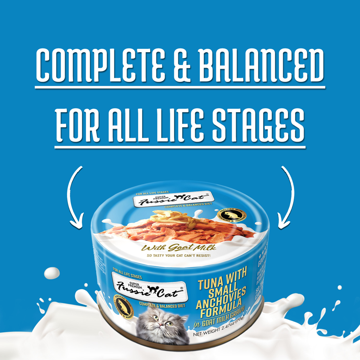 Fussie Cat Premium Tuna With Small Anchovies In Goat Milk Wet Cat Food, 2.47Oz