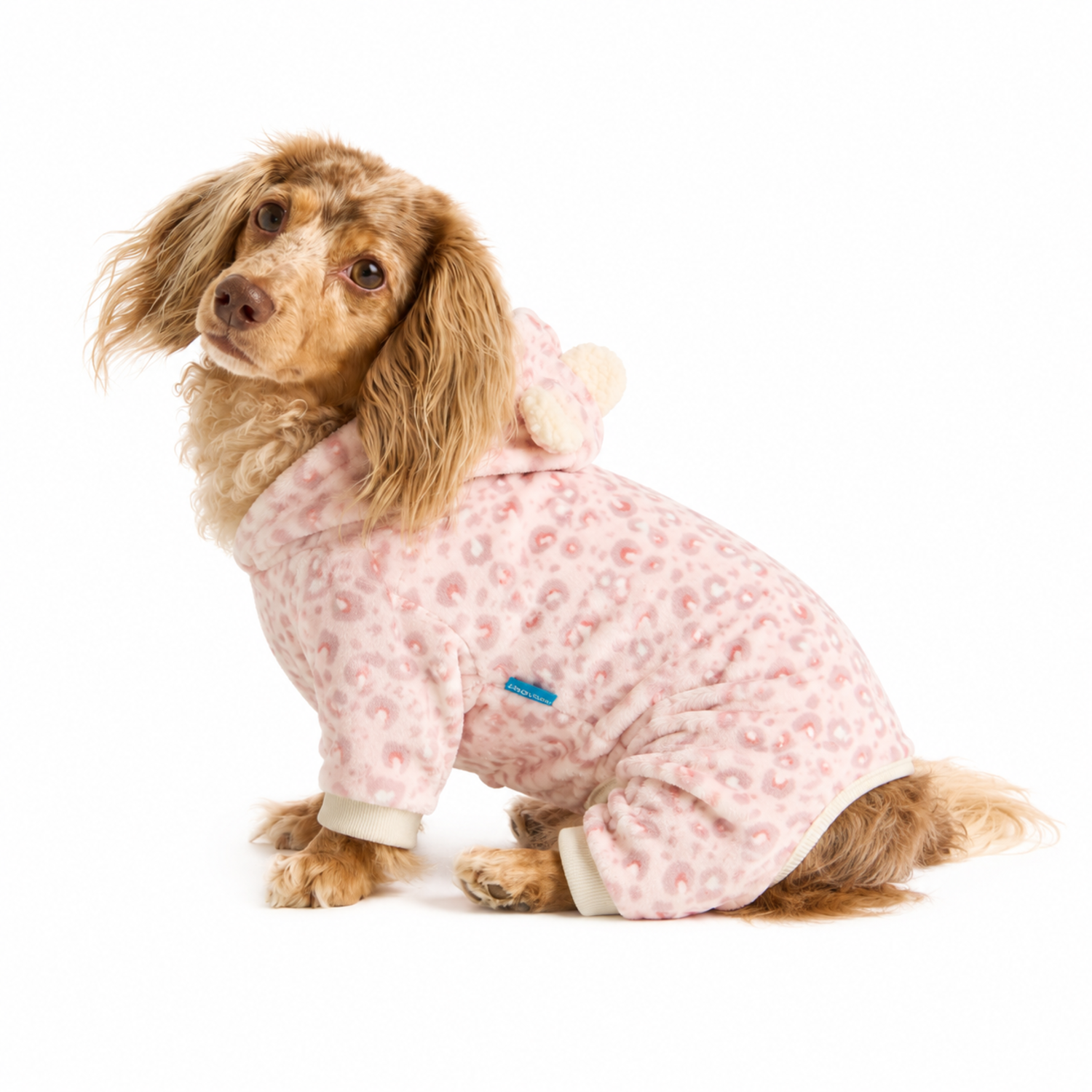 Aristopet Animal Print Dog Pajamas Onesie With Cute Ears On Hood, Extra Small