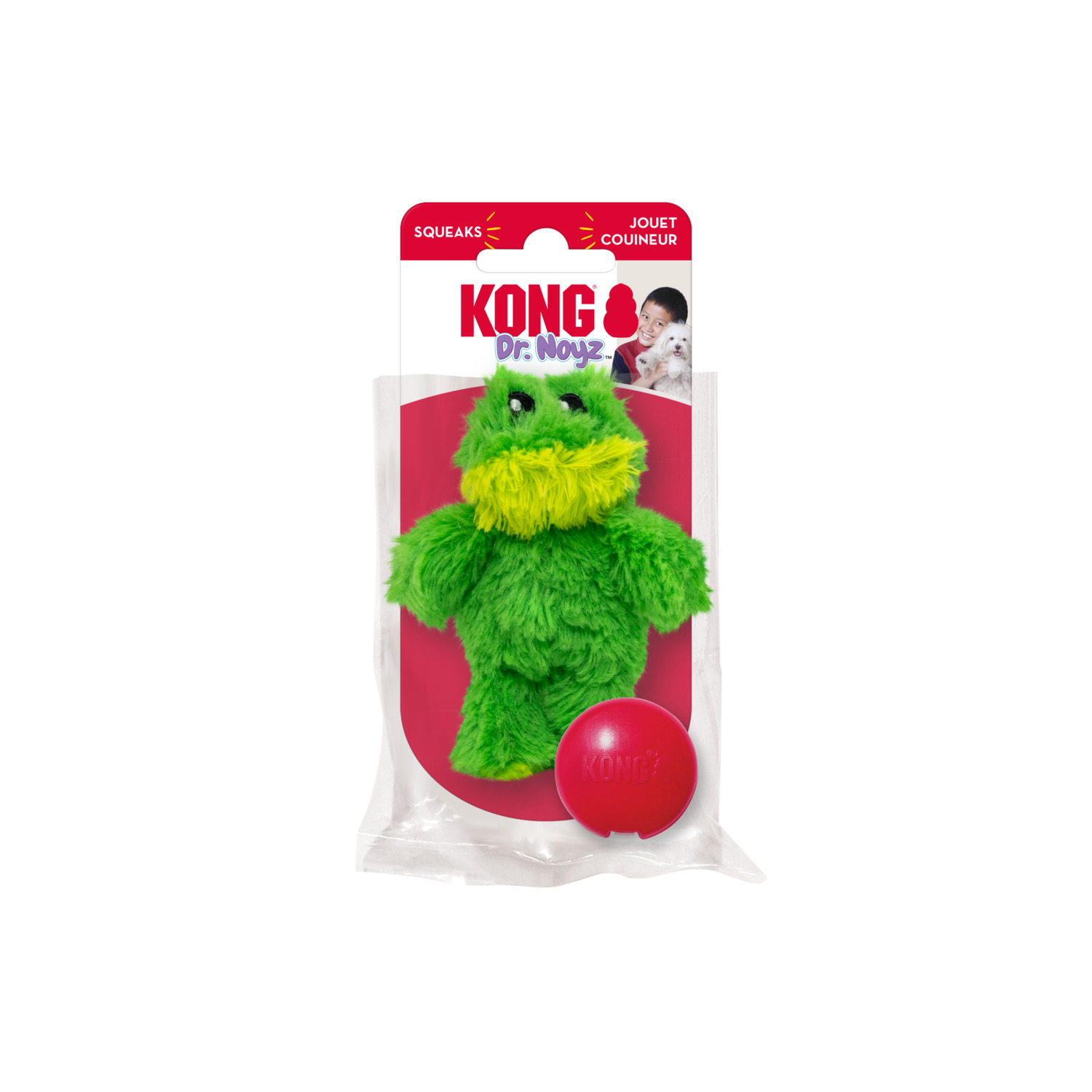 Kong Dr. Noyz Frog Plush Squeaky Small Dog Toy, 4.25"