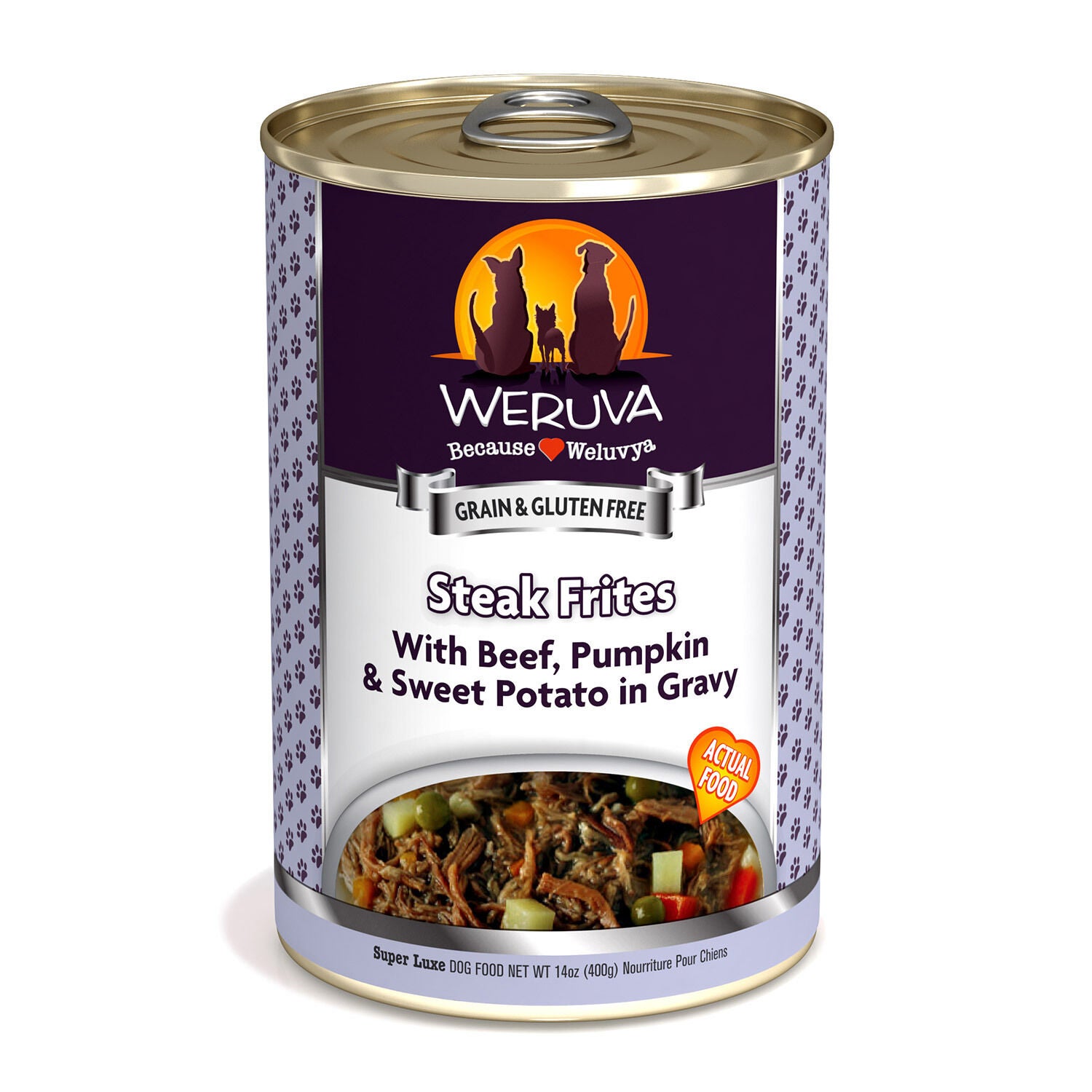 Weruva Steak Frites Canned With Beef, Pumpkin, And Sweet Potato In Gravy