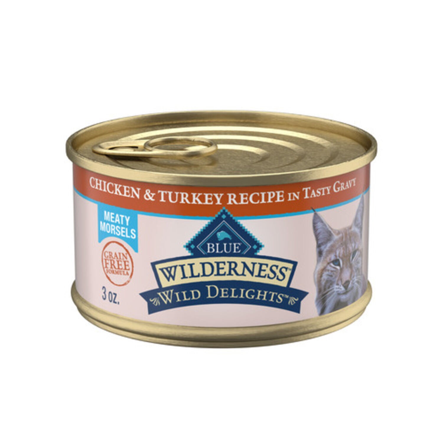 Blue Buffalo Wilderness Wild Delights Adult Wet Cat Food, Chicken & Turkey Meaty Morsels, 3-Oz