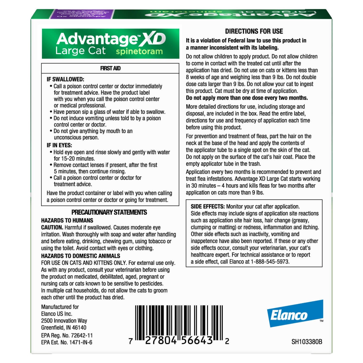 Advantage Xd Topical Flea Treatment & Prevention For Large Cats, 1 Topical Dose, 2 Months Of Protection Per Dose