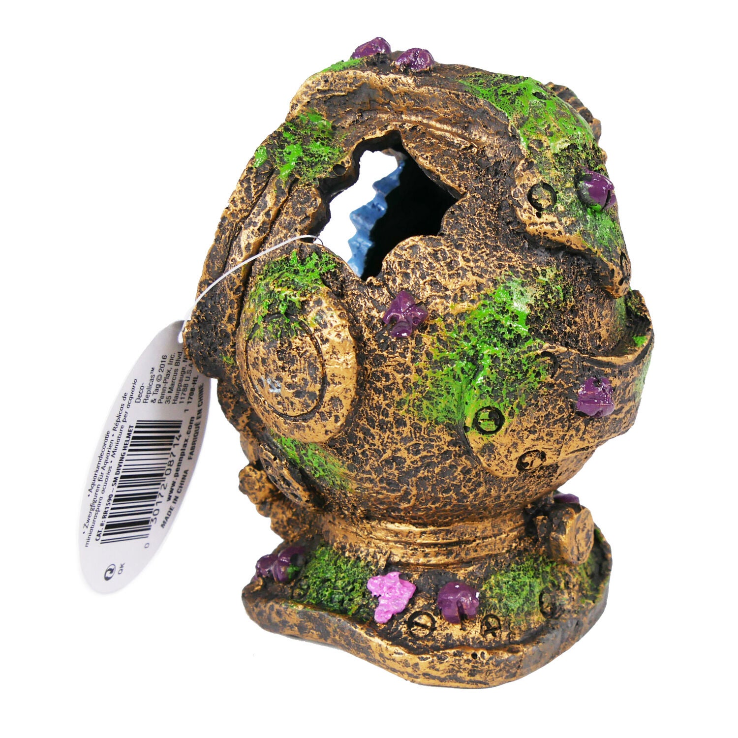Penn-Plax Tide & Treasure Diver Helmet Aquarium Decor &ndash; Small