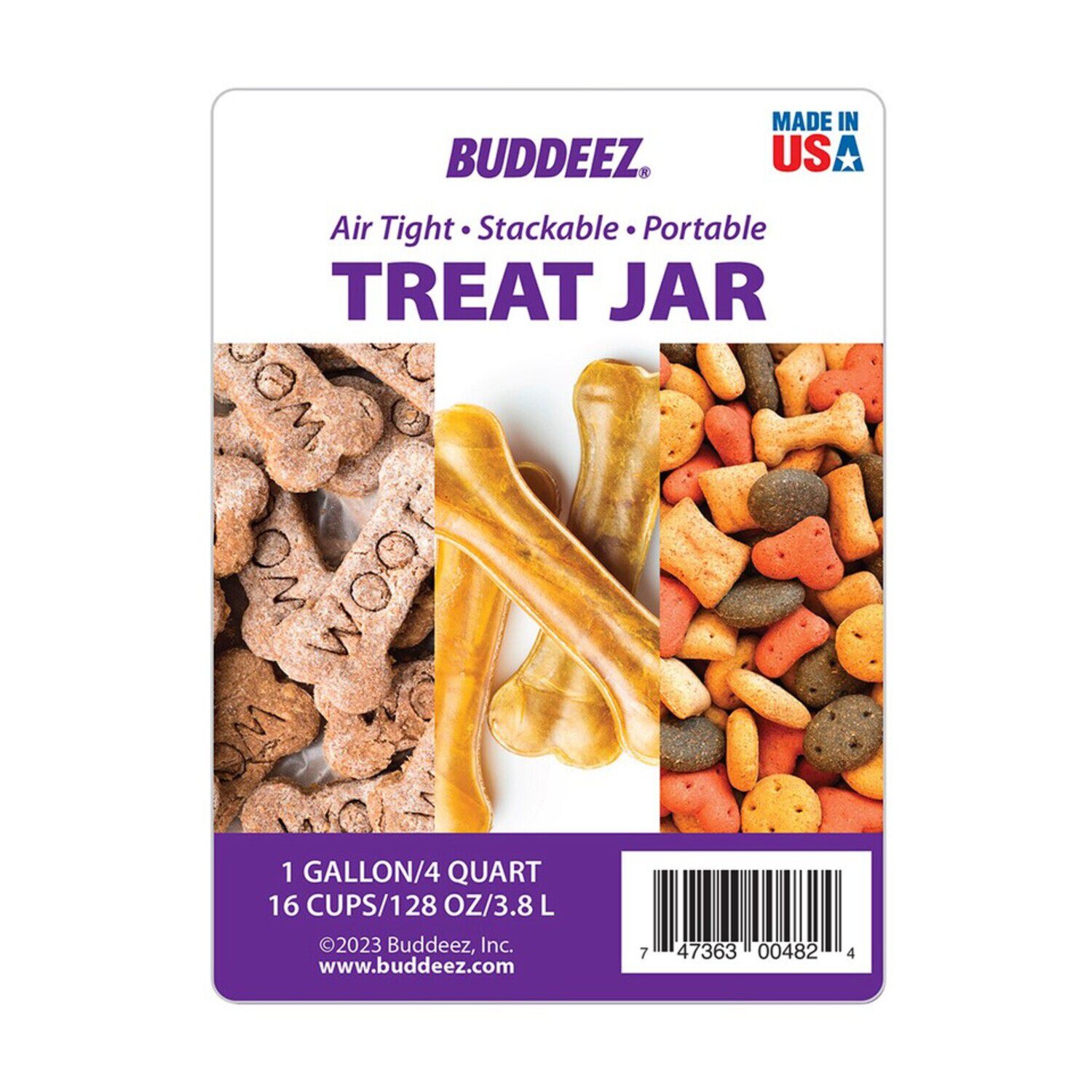 Buddeez Cat & Dog Treat Canister, 1 Gallon, Clear