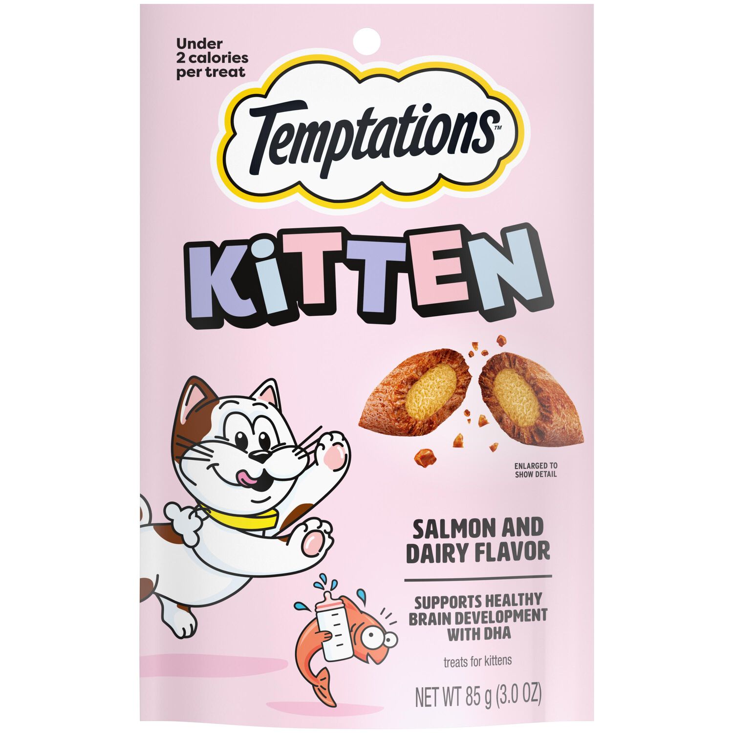 Temptations Kitten Crunchy And Soft Salmon & Dairy Flavor Cat Treats, 3-Oz