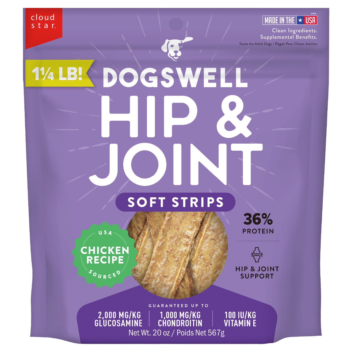 Dogswell Hip & Joint Grain-Free Chicken Soft Strips Dog Treat, 20-Oz