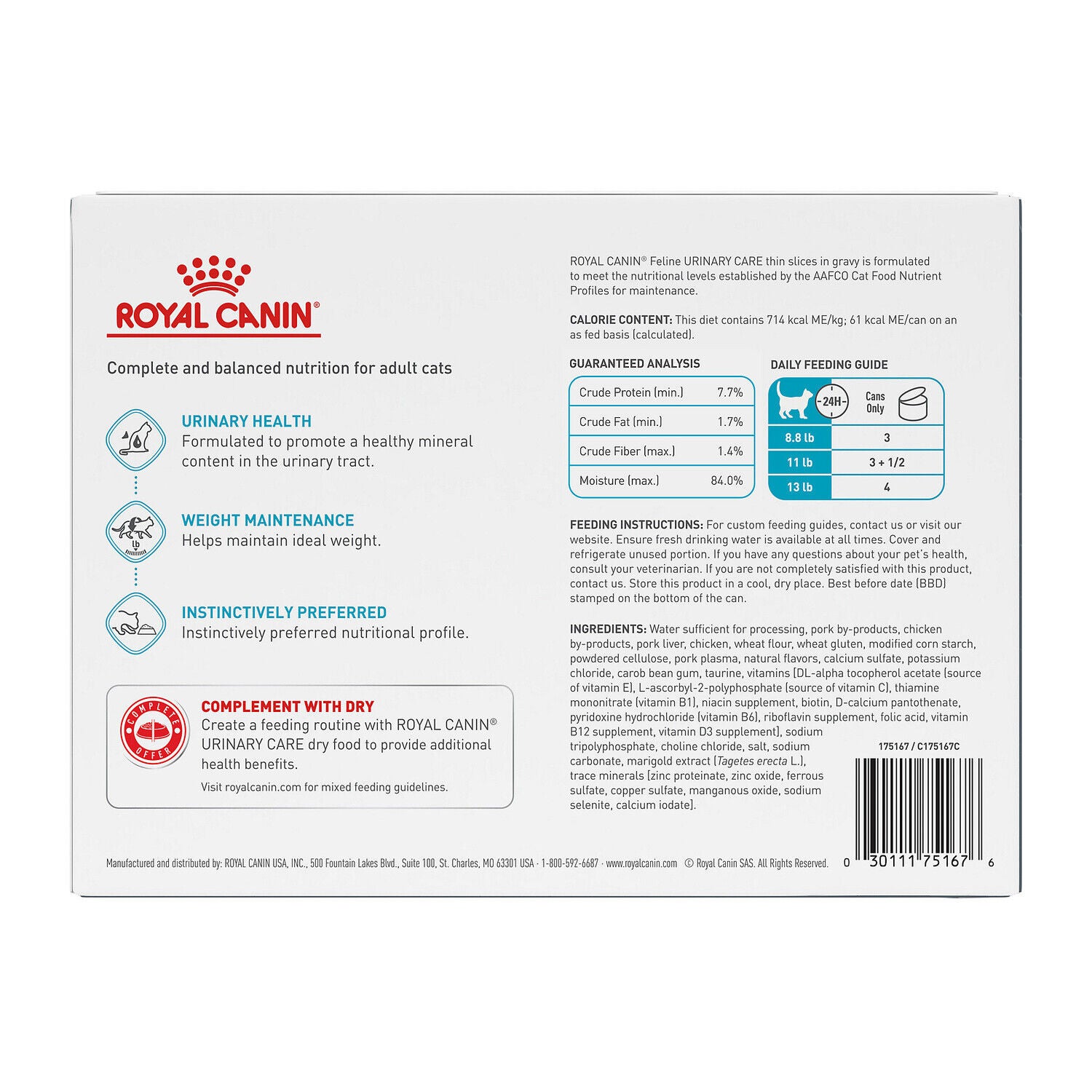 Royal Canin&reg; Feline Care Nutrition&trade; Urinary Care Thin Slices In Gravy Canned Cat Food, 3 Oz, 12-Pack
