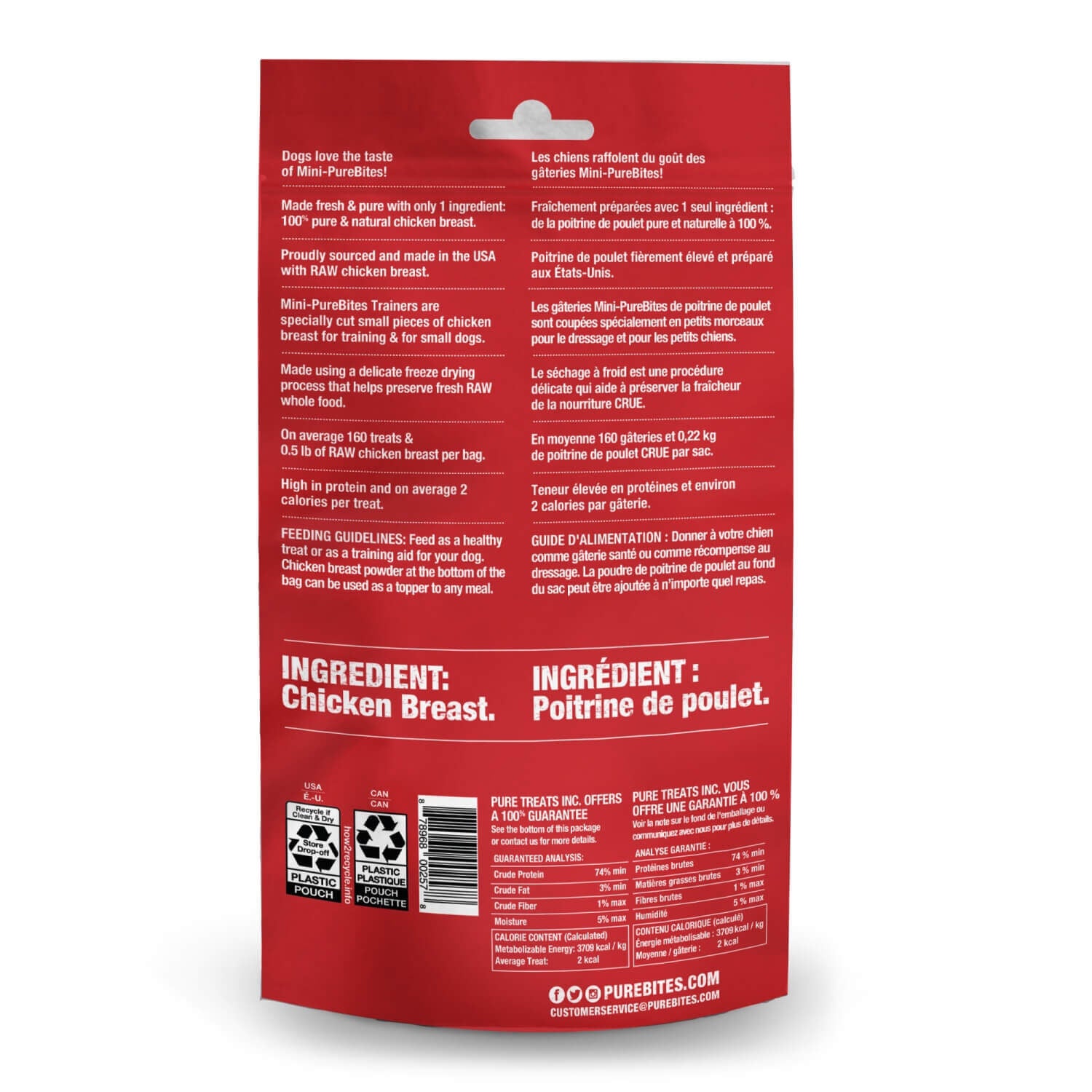 Mini Pure Bites Raw Freeze Dried Chicken Dog Training Treats, 2.1oz 2