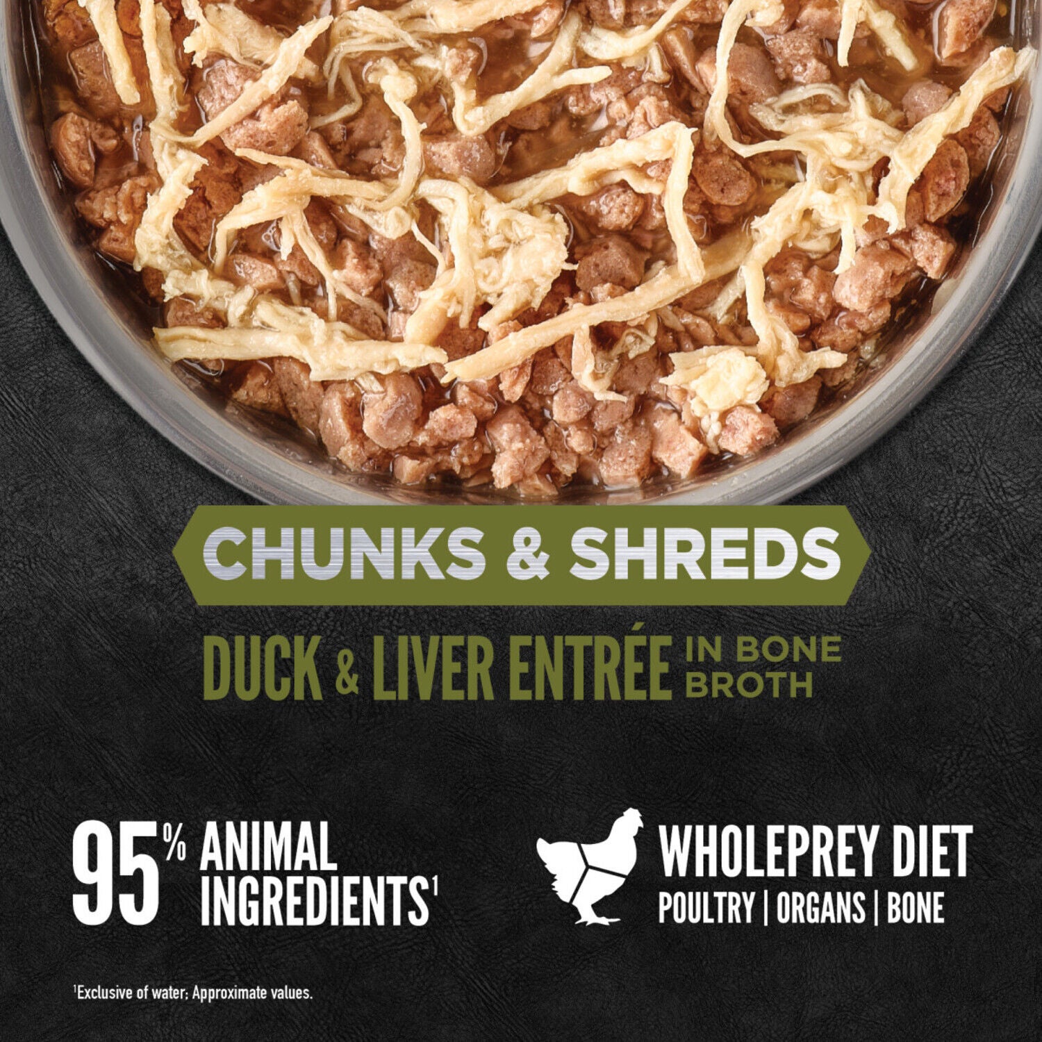Orijen Chunks & Shreds Wet Cat Food, Duck & Liver Entree, 5.5-Oz Pack Of 6