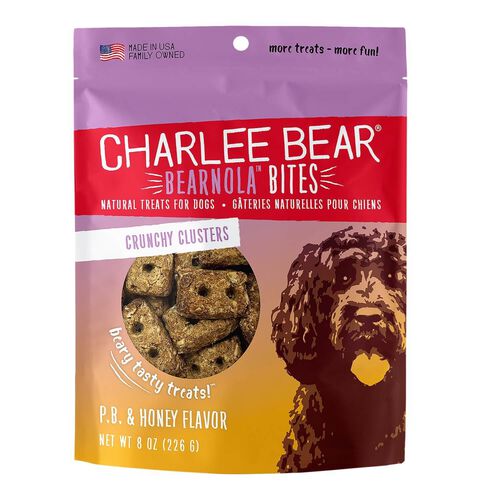 Charlee Bear Bearnola Bites Crunchy Clusters Peanut Butter & Honey Flavored Dog Treats