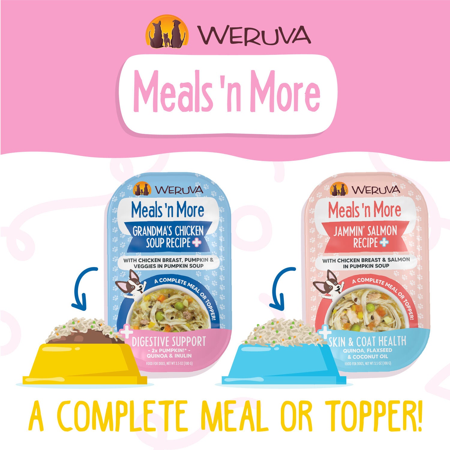 Weruva Meals 'N More Bed & Breakfast Plus Digestive Support Wet Dog Food & Food Topper, 3.5-Oz Pack Of 12