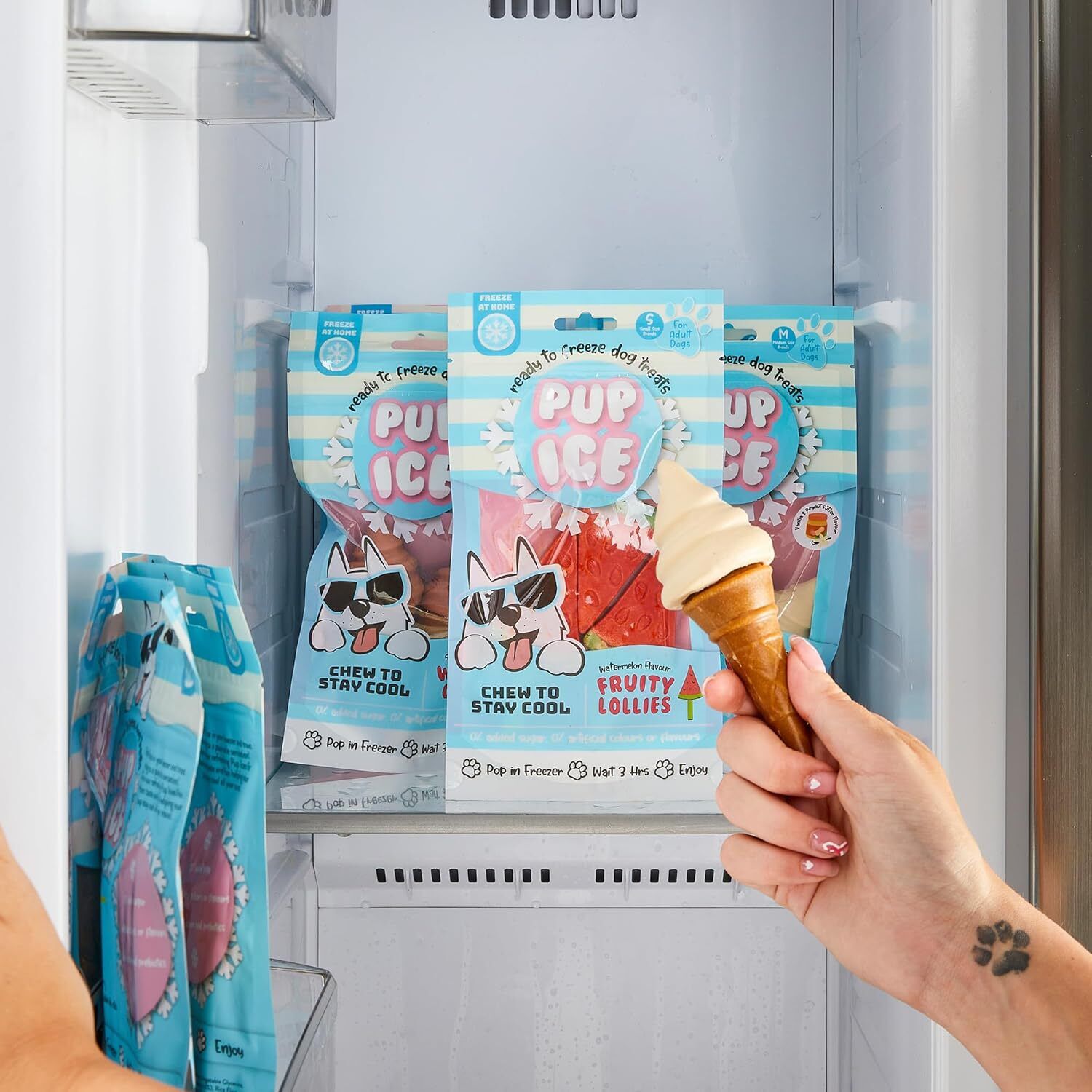 Pup Ice Ready To Freeze At Home Chew Dog Treats, Waffle Cone & Peanut Butter - 2-Pk