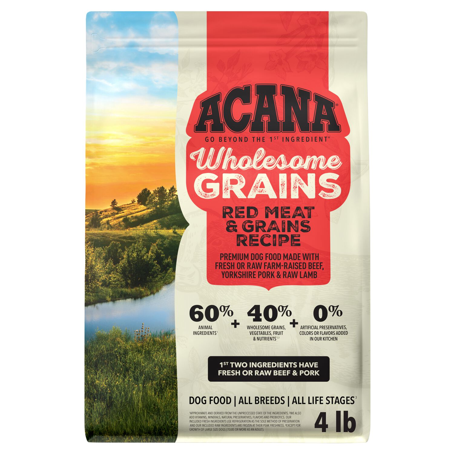 Acana Wholesome Grains Red Meat With Grains Dog Food, 4-Lb Bag