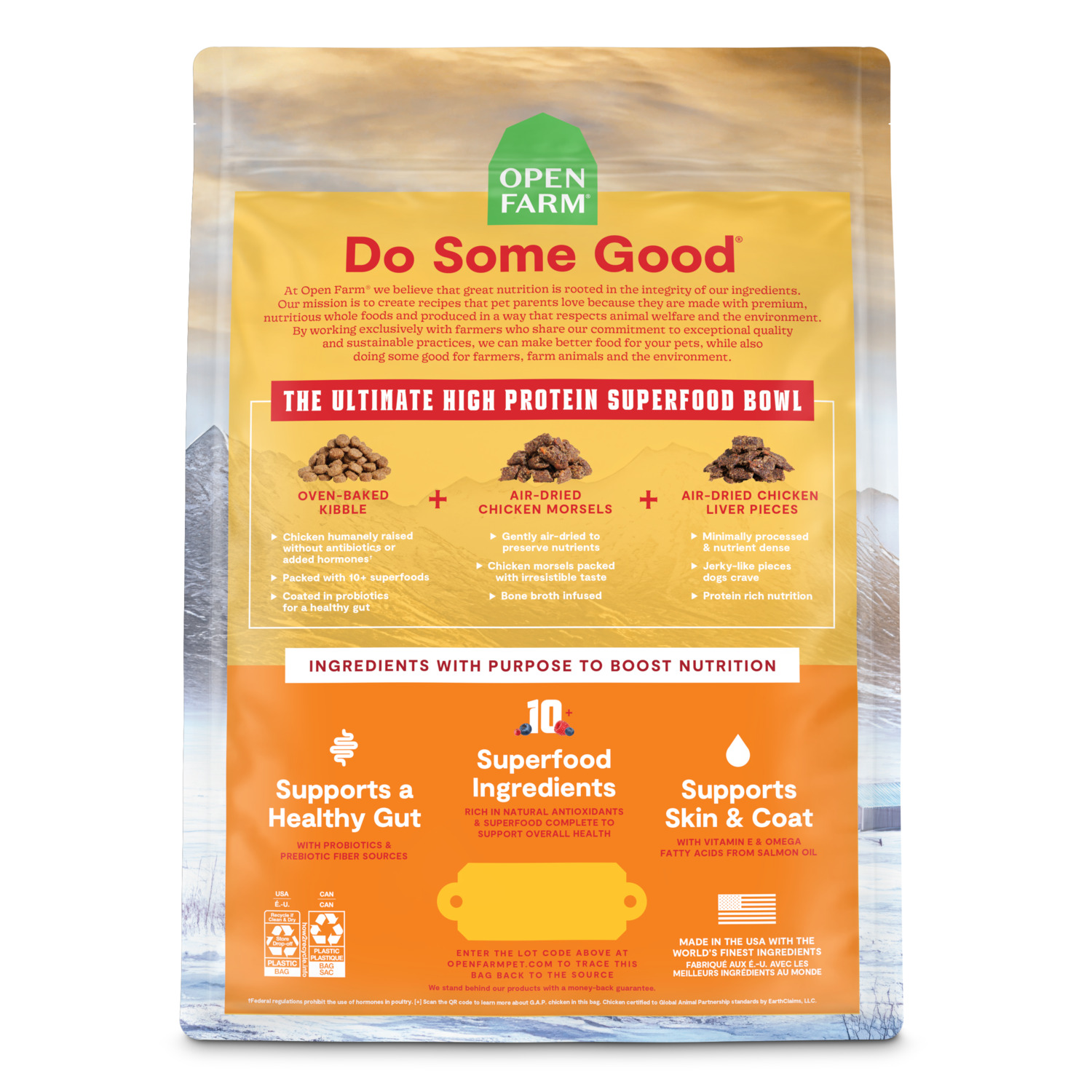 Open Farm Epic Blend Chicken & Superfood Recipe Air-Dried Dog Food With Kibble, 18Lb