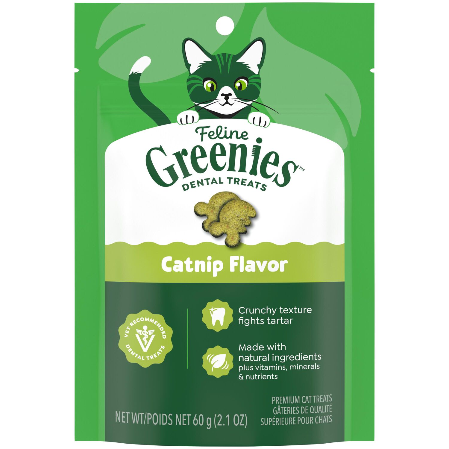 Greenies Feline Natural Crunchy Catnip Flavor Dental Cat Treats, 2.1-Oz