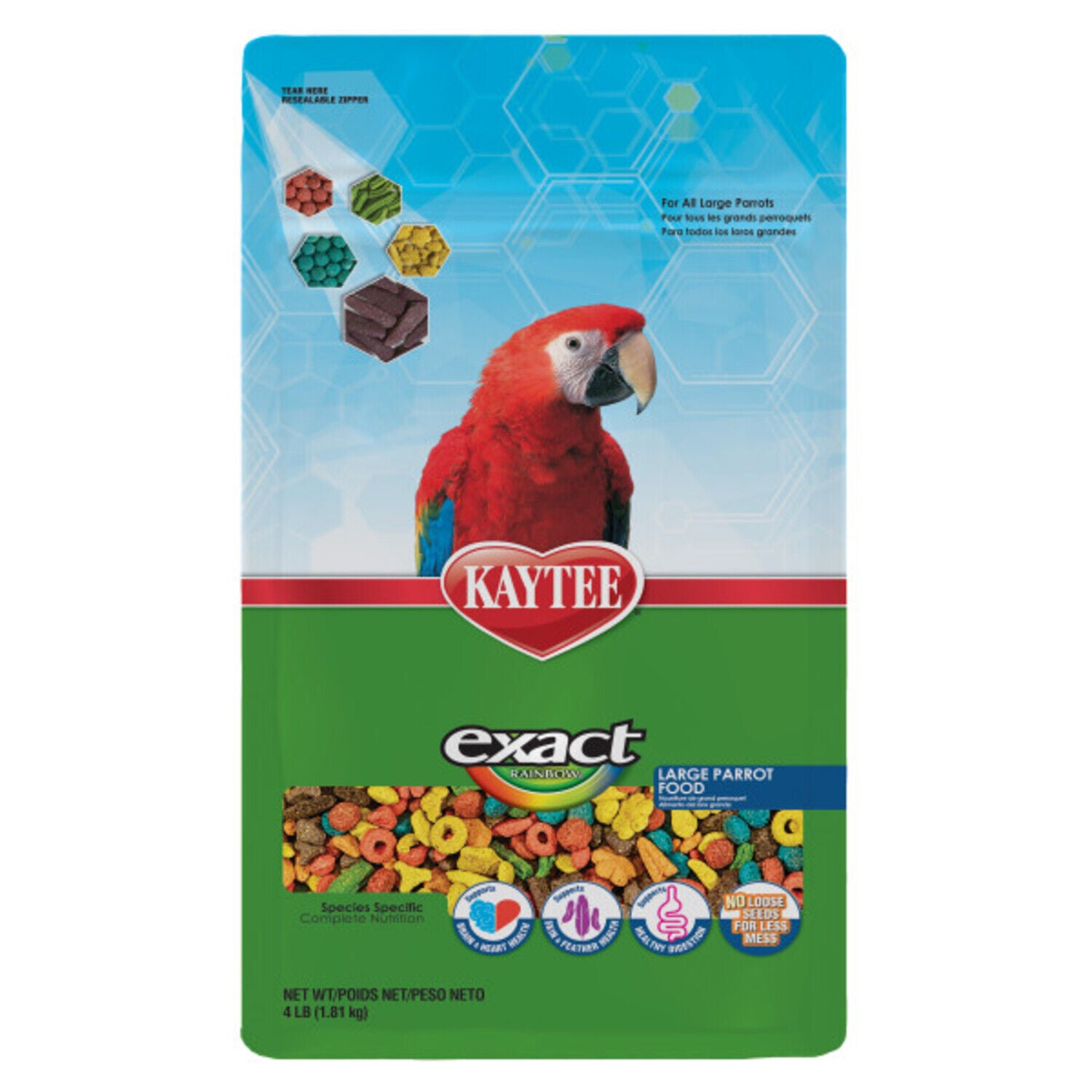 Kaytee Exact Rainbow Large Parrot Food - 4 Lb