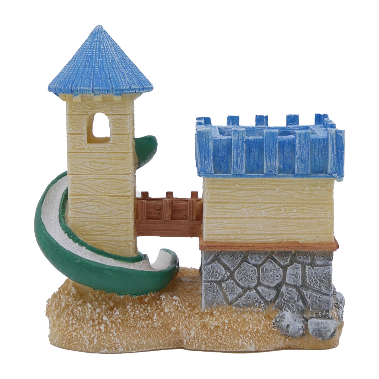 Penn-Plax Tide & Treasure Sand Castle Aquarium Decor With Slide