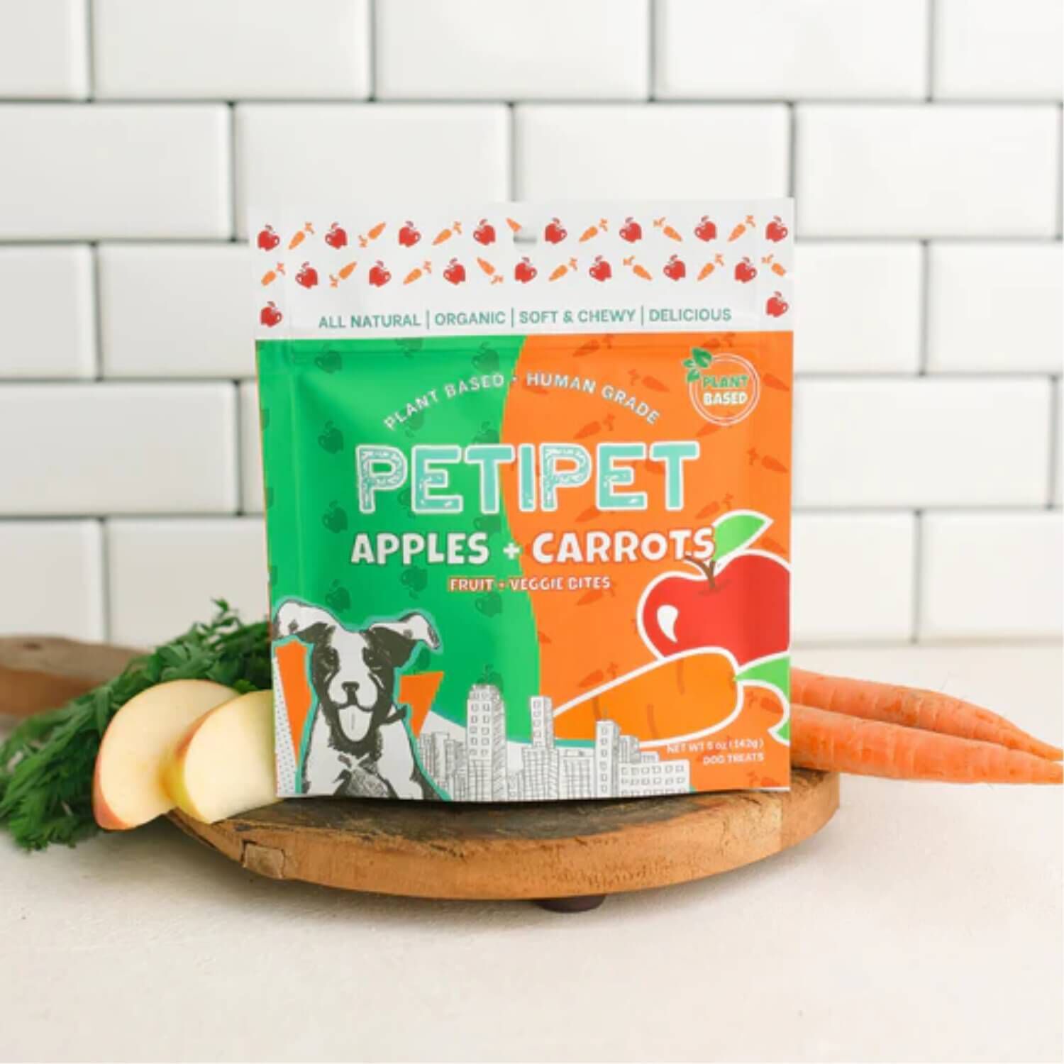 Petipet Apples & Carrots Plant Based Soft & Chewy Dog Treats | Pet