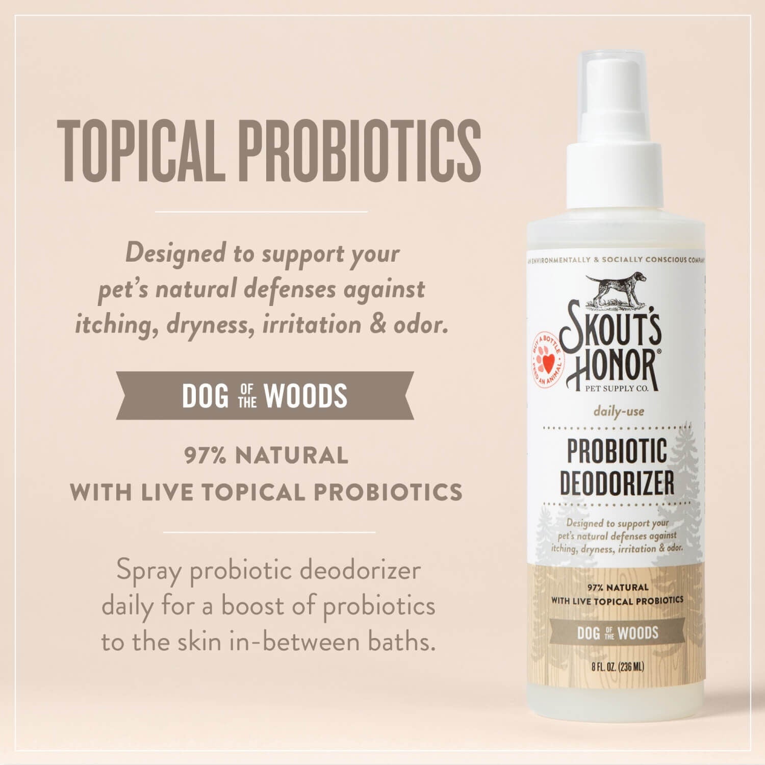 Skout's Honor Probiotic Deodorizer Dog Wood, 8-Oz