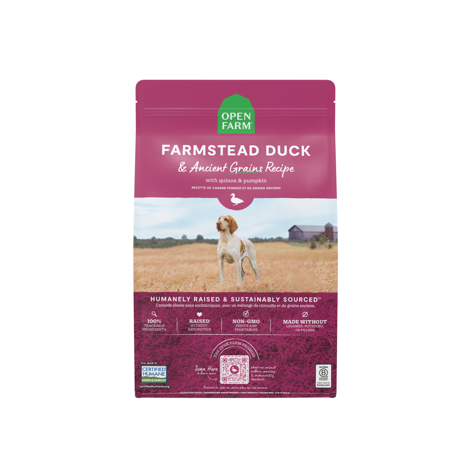 Open Farm Ancient Grains Dry Dog Food, Farmstead Duck Recipe