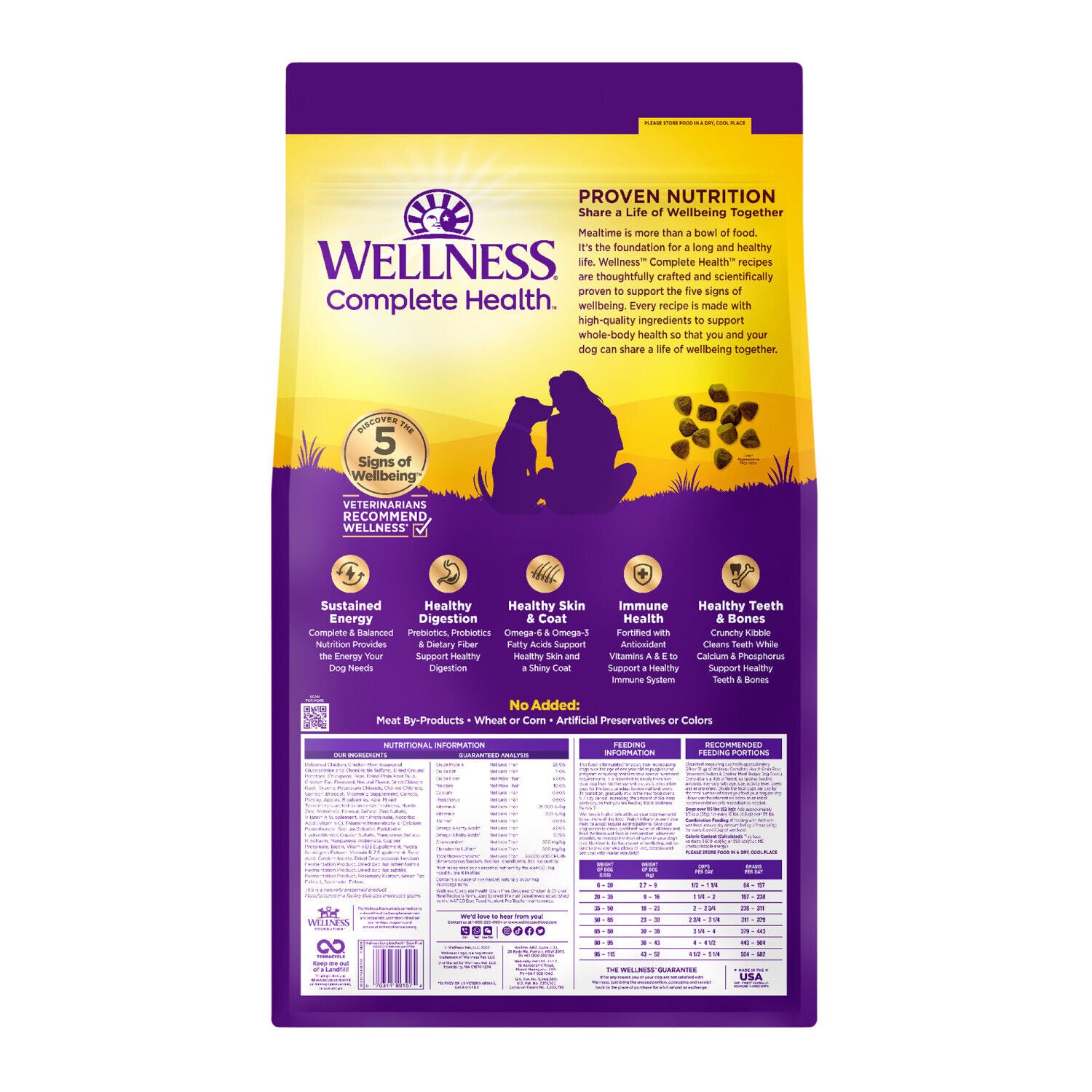 Wellness Complete Health Dry Dog Food, Grain Free, Natural, Chicken Recipe, 22-Pound Bag