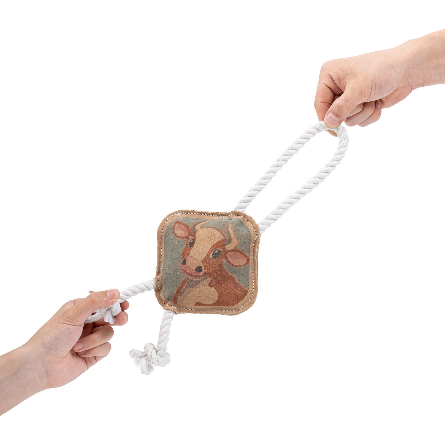 Territory Natural Leather Cow Rope & Tug Dog Toy