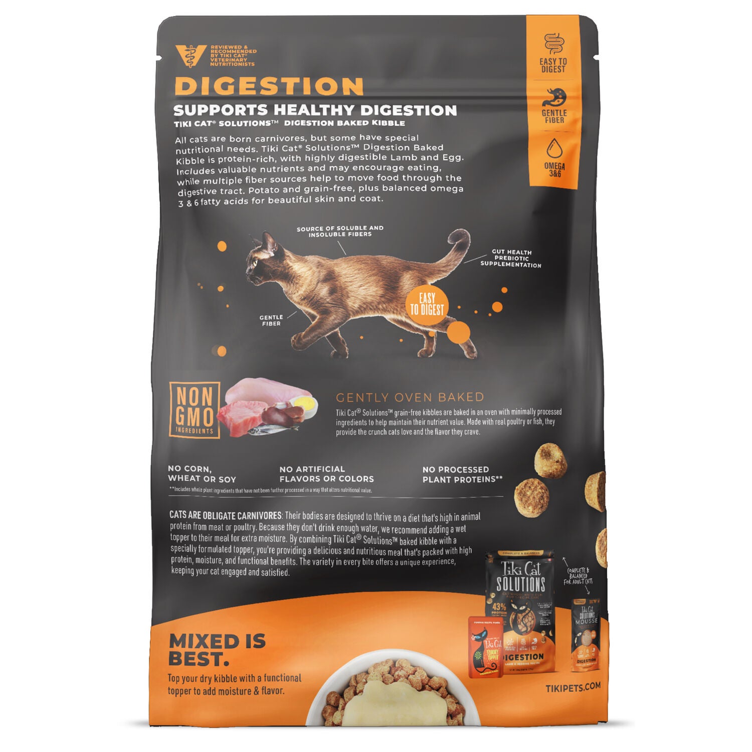 Tiki Cat Solutions Dry Cat Food, Digestion, Lamb & Egg Recipe, 2.8-Lb Bag