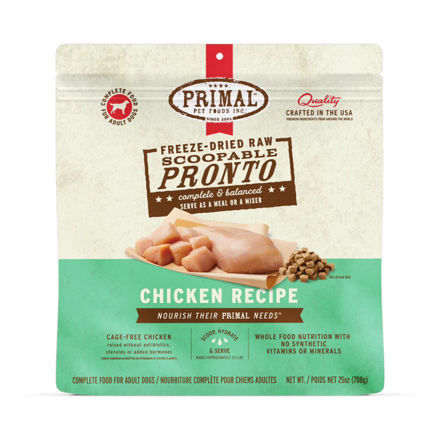 Primal Pronto Freeze-Dried Raw Chicken Recipe Freeze-Dried Dog Food, 7Oz