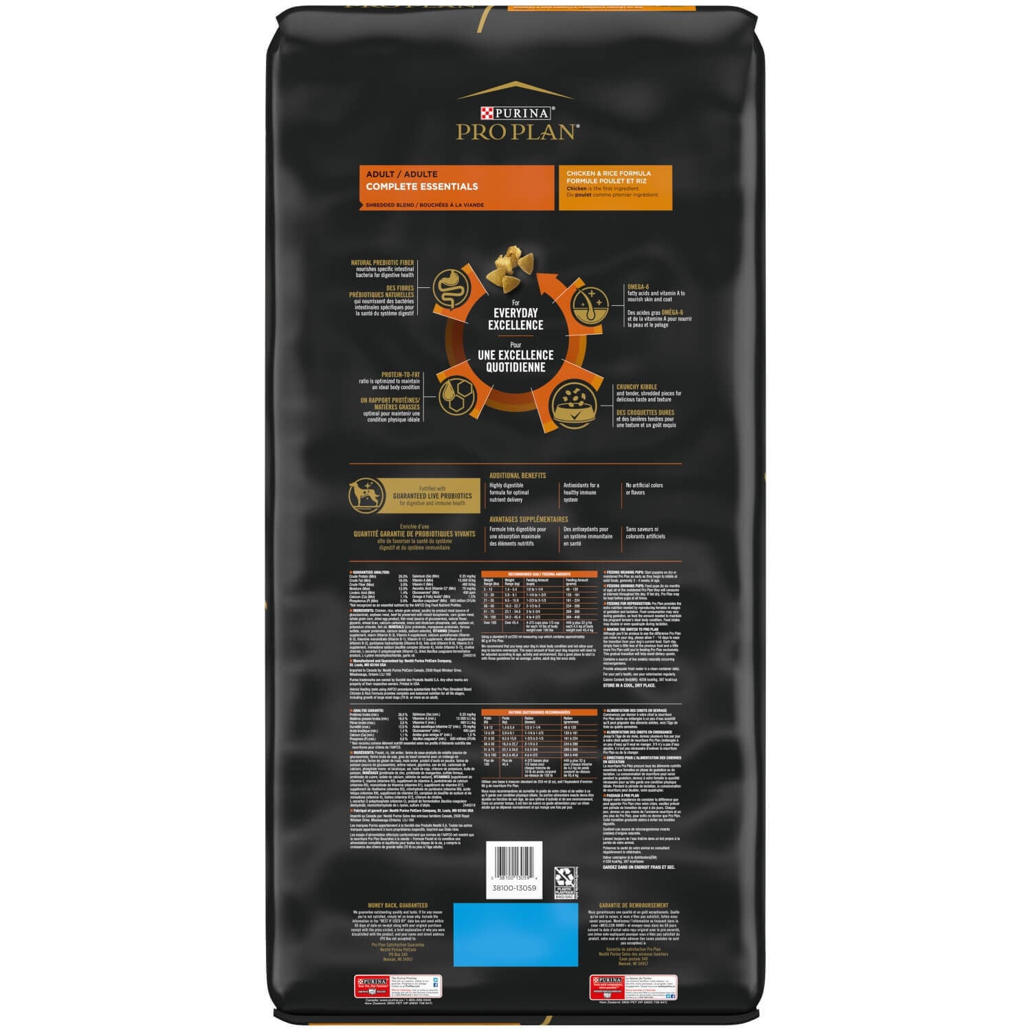 Purina Pro Plan Adult Complete Essentials Shredded Blend Chicken & Rice Dry Dog Food, 35Lbs