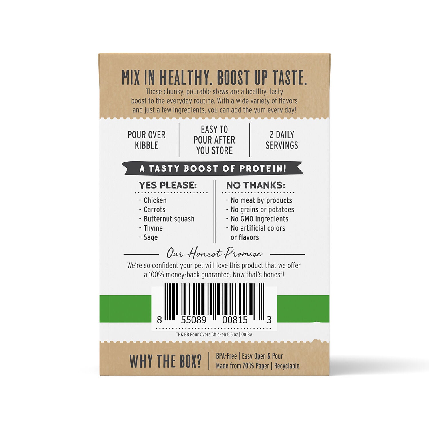The Honest Kitchen Bone Broth Pour Overs Chicken Stew Dog Food Topper, 5.5-Oz-Pack Of 12