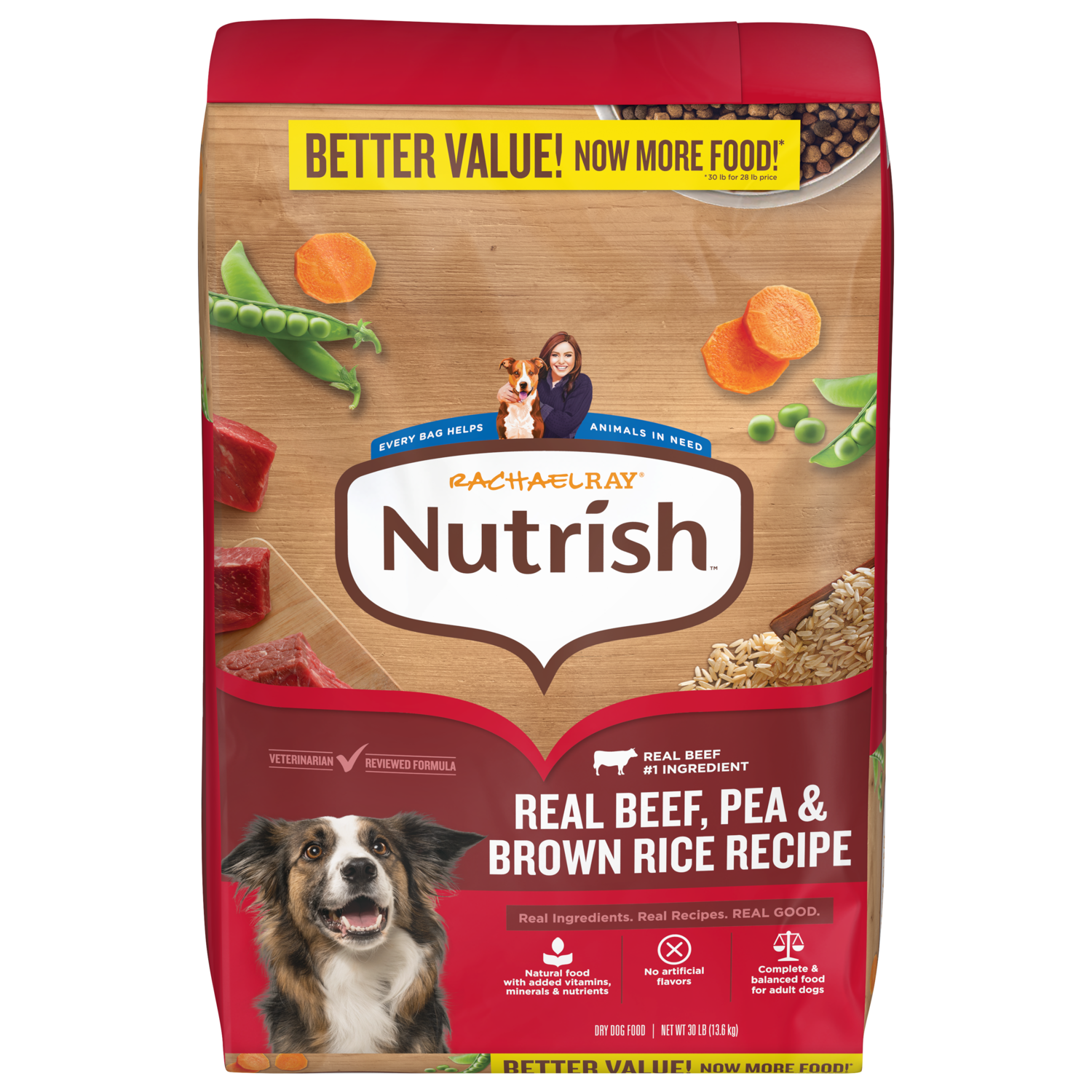 Rachael Ray Nutrish&trade; Real Beef, Pea & Brown Rice Recipe Whole Health Blend Dry Dog Food, 30-Lb Bag