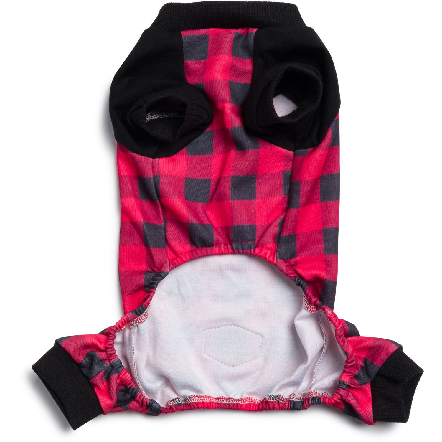 Fabdog Red & Black Buffalo Jersey Raglan Dog Pajamas, Medium