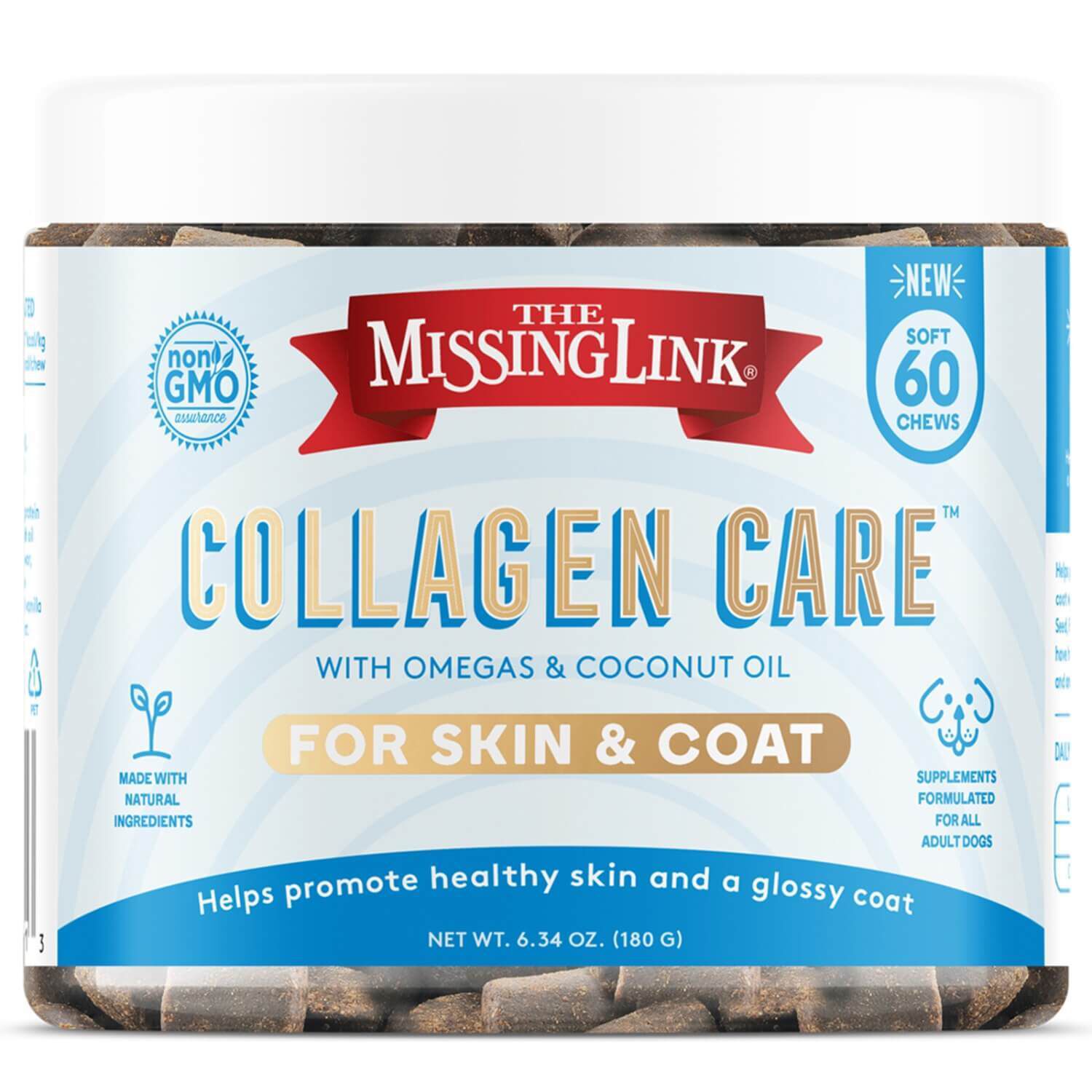 The Missing Link Collagen Care&trade; Soft Chews Skin & Coat, 60 Count Jar